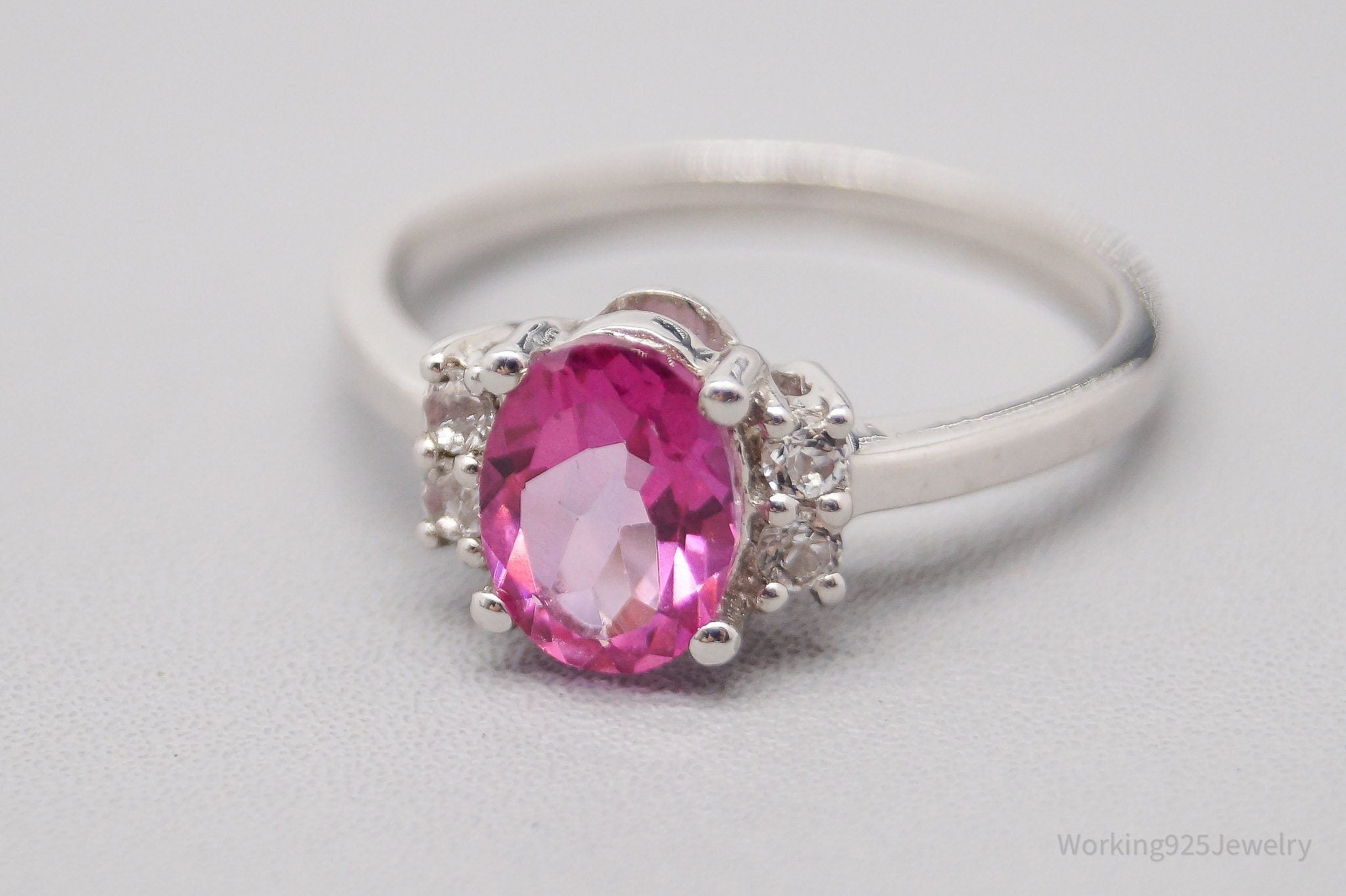 JTV TGGC Pink & White Topaz Sterling Silver Ring - Size 7.75