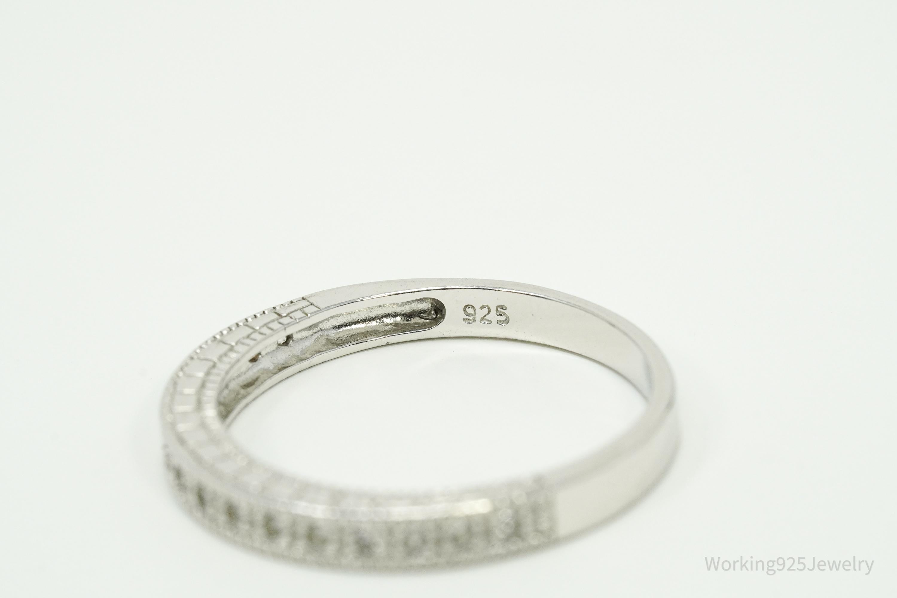 Vintage Cubic Zirconia Sterling Silver Band Ring - Size 9