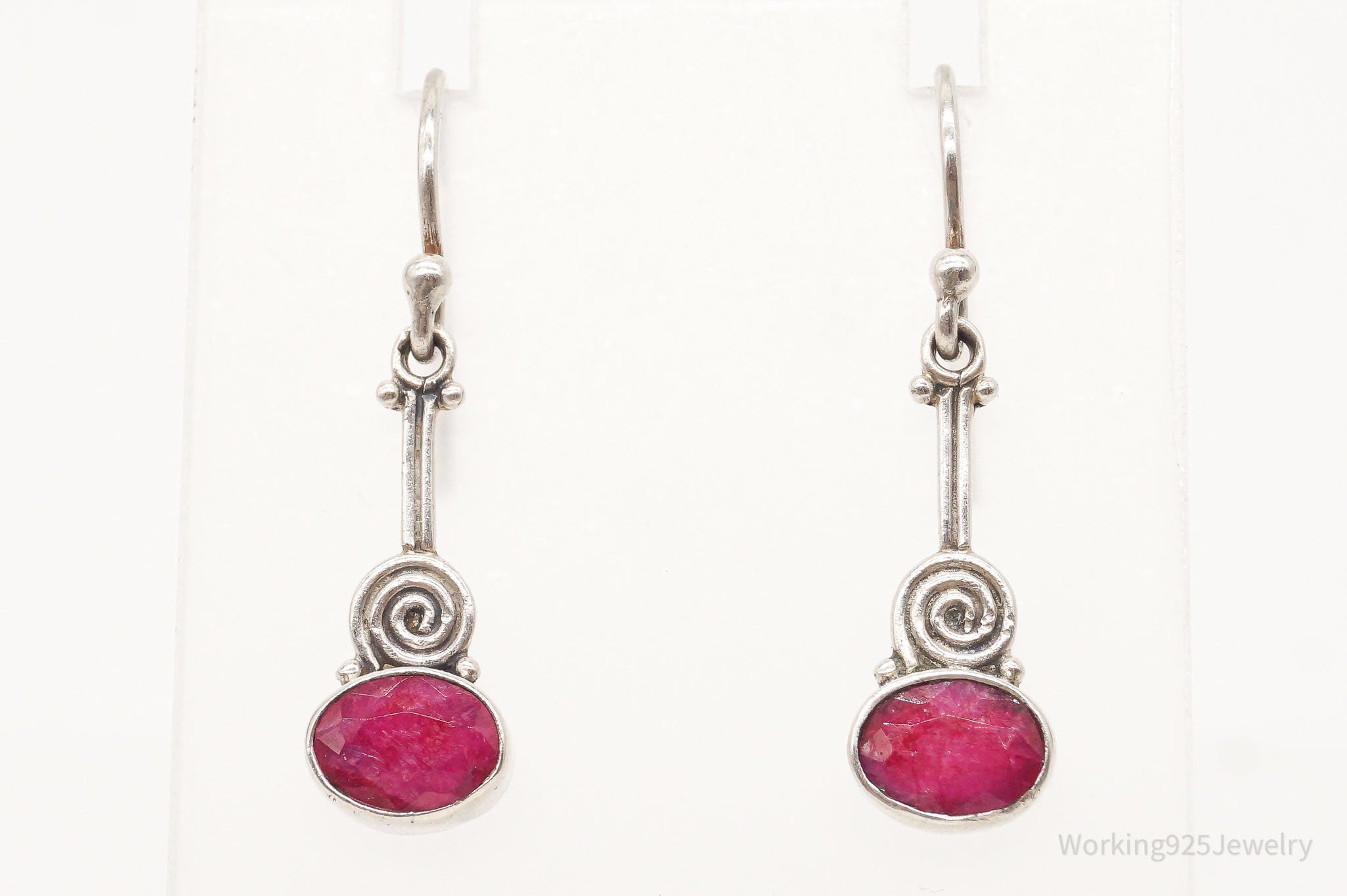 Vintage Ruby Sterling Silver Earrings