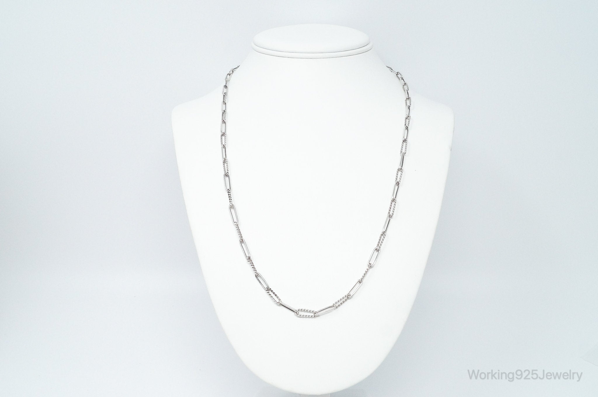 Vintage Modernist Link Sterling Silver Chain Necklace