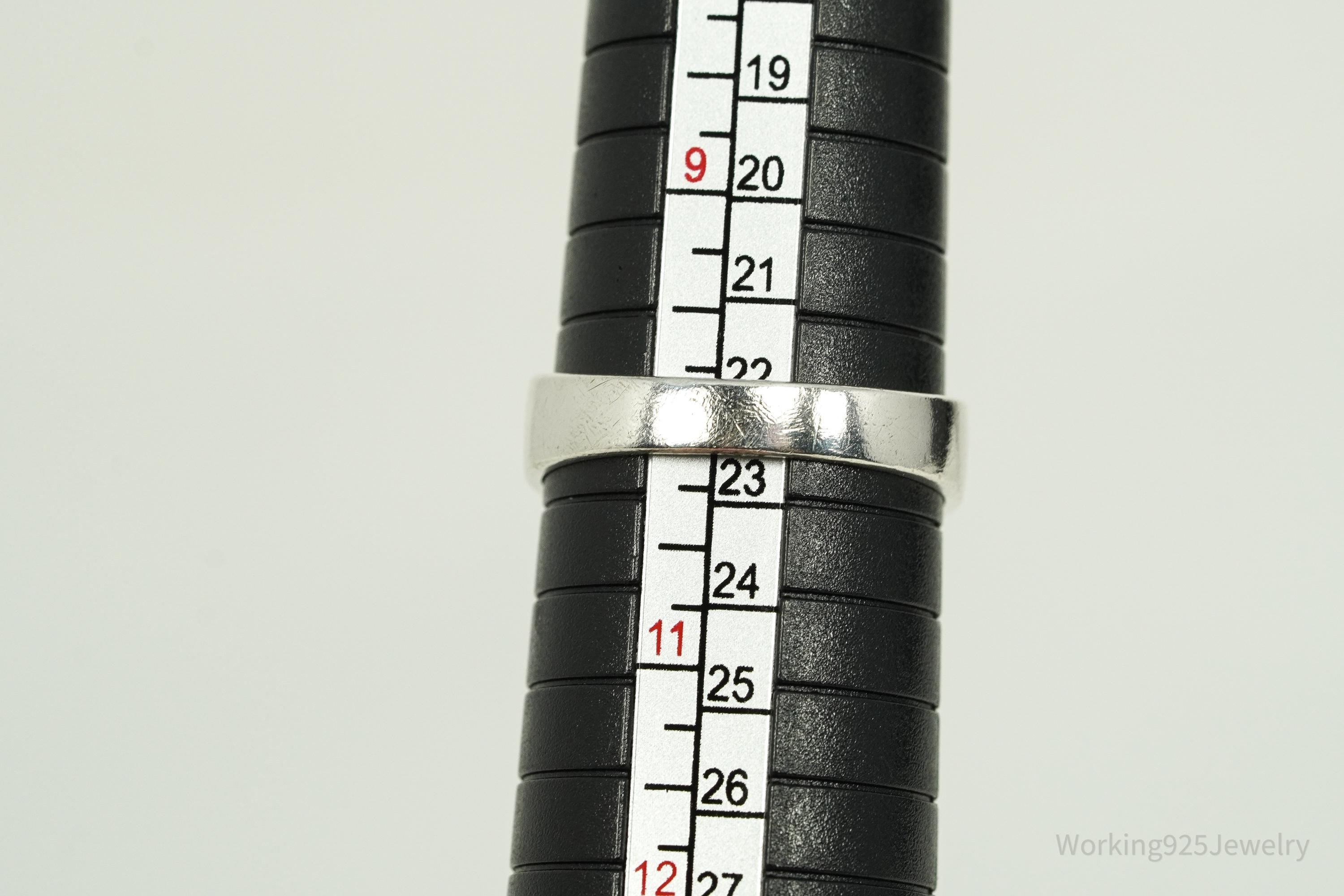 Vintage Large Blue Topaz Sterling Silver Ring - Size 10