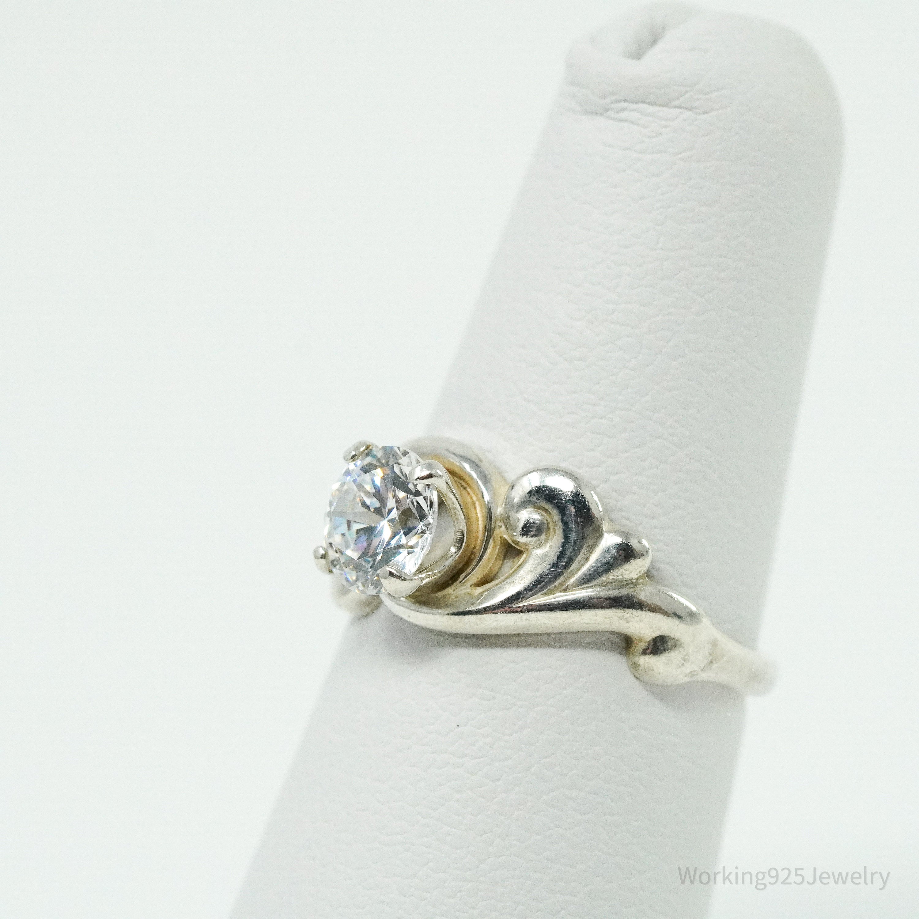 Vintage KABANA Diamonique Cubic Zirconia Sterling Silver Ring - Size 5