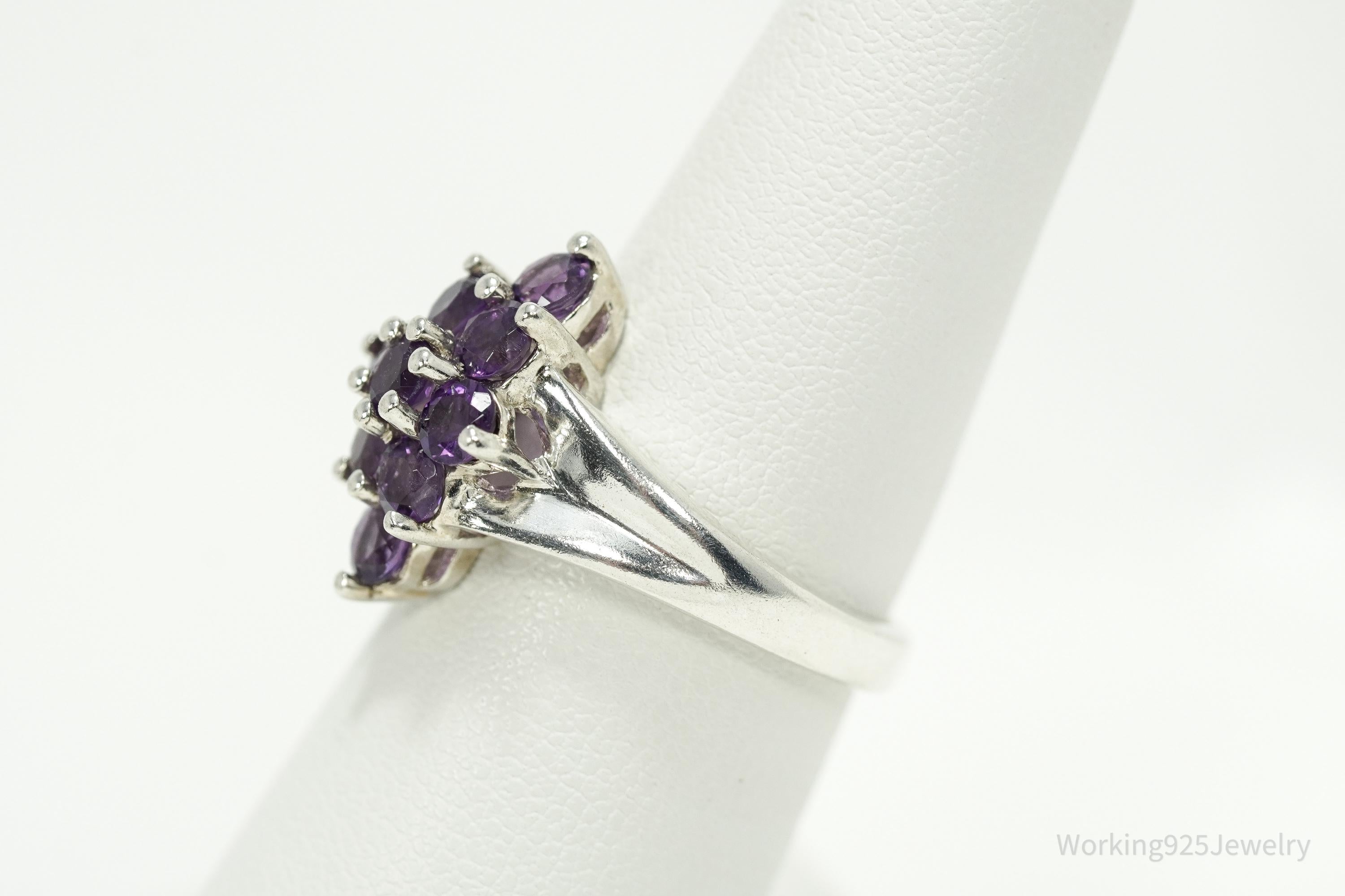Vintage Amethyst Sterling Silver Ring - Size 6.75