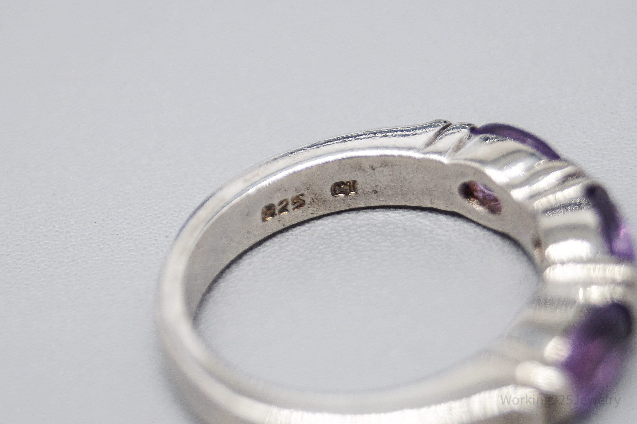 Vintage Amethyst Sterling Silver Ring - Size 6