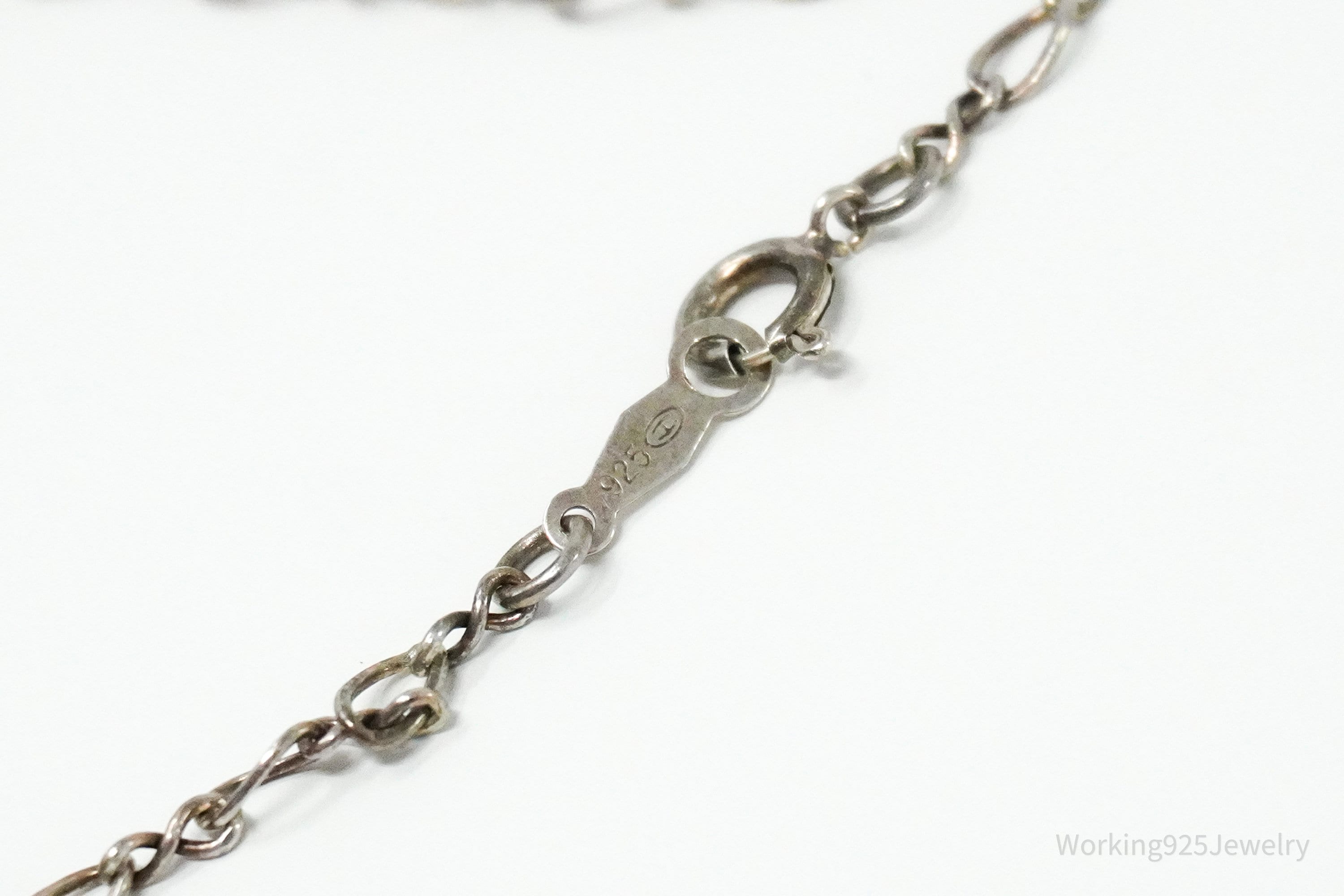 Vintage Pearl & Purple Stone Sterling Silver Necklace 18"