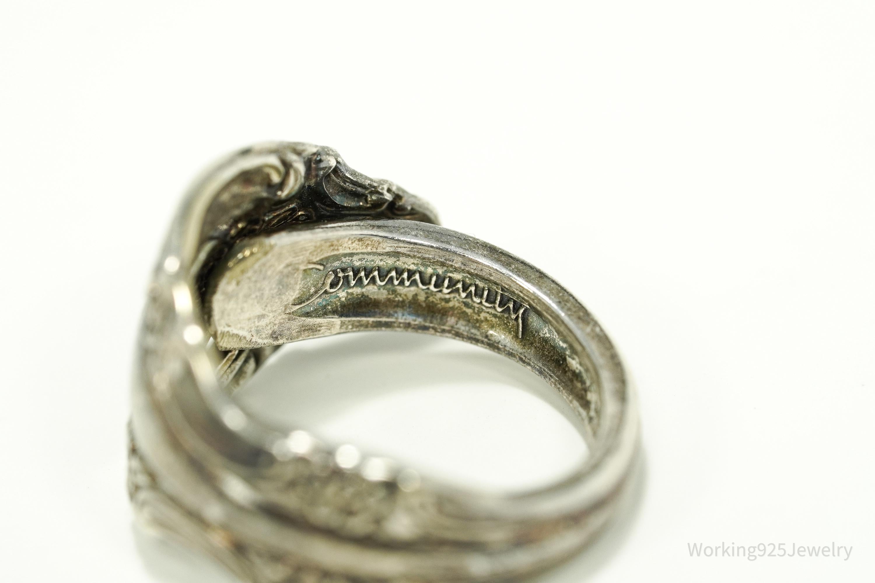 Antique Oneida "Community" Sterling Silver Floral Pattern Spoon Ring - Size 5.5