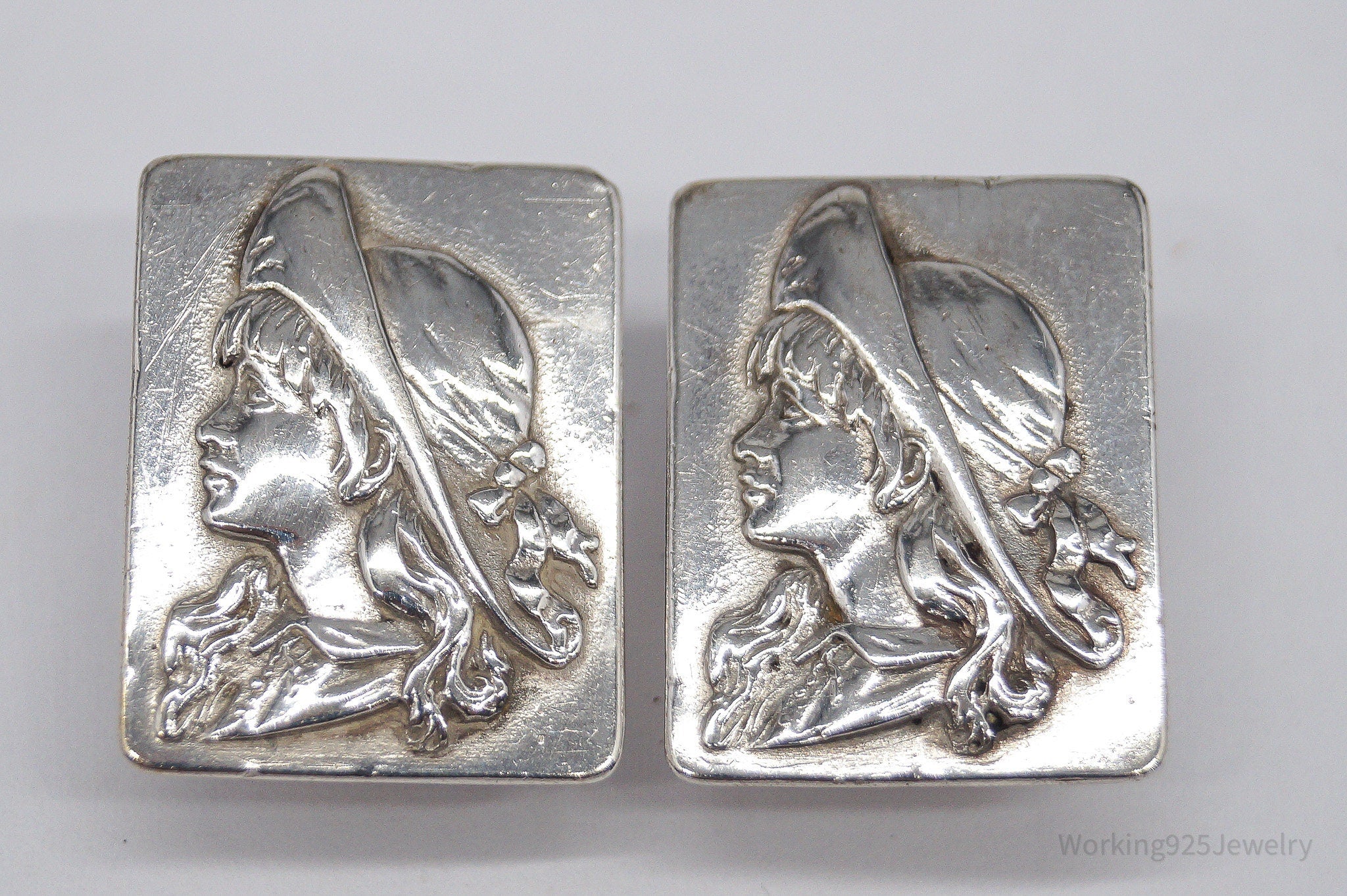 Antique Victorian Era 1800s Woman Sterling Silver Cufflinks