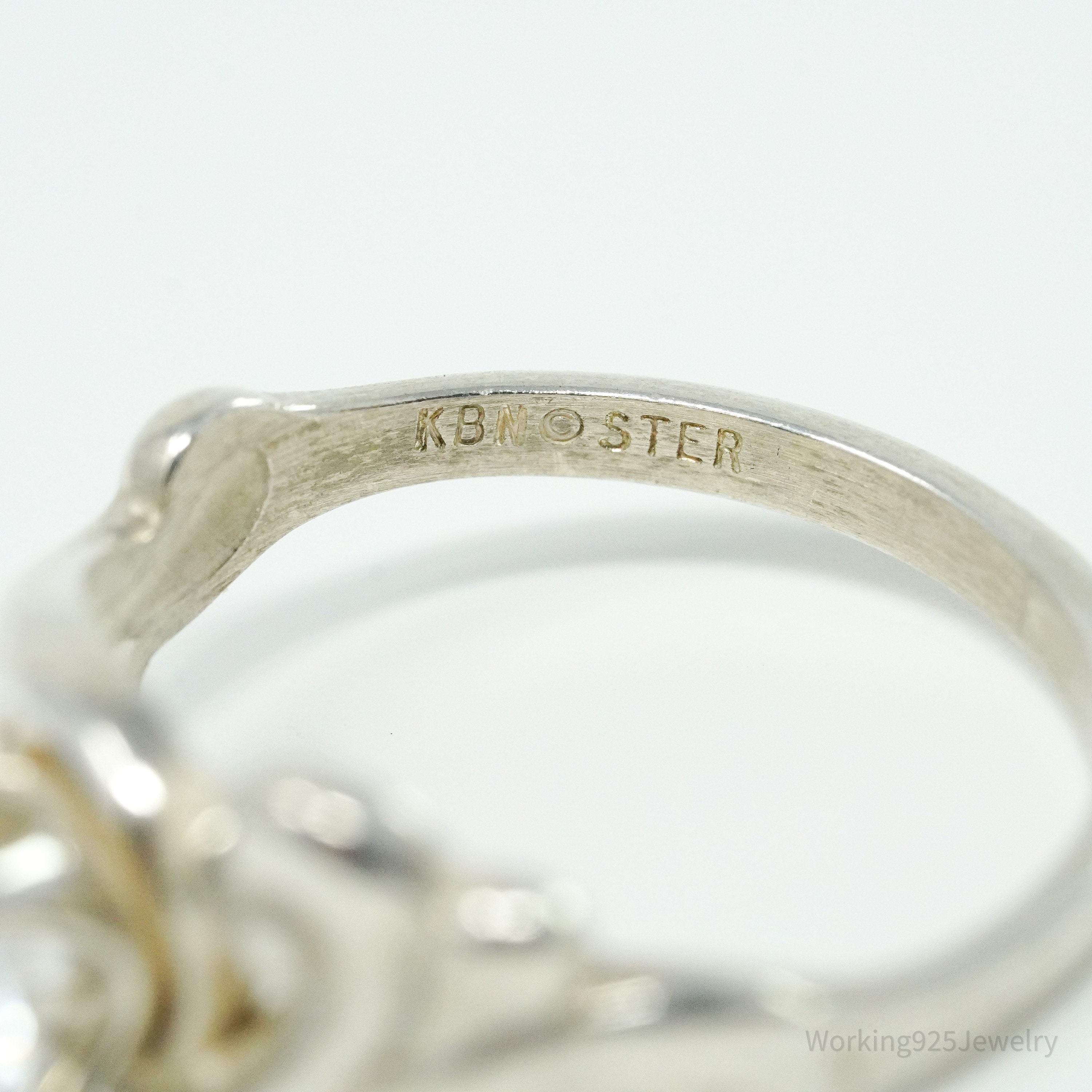 Vintage KABANA Diamonique Cubic Zirconia Sterling Silver Ring - Size 5