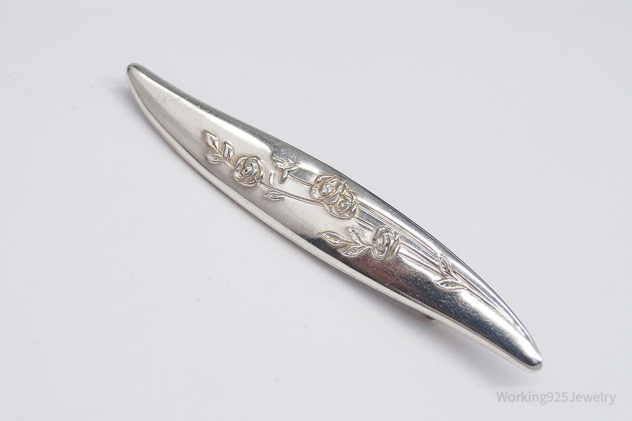 Antique Floral Silver Brooch Pin