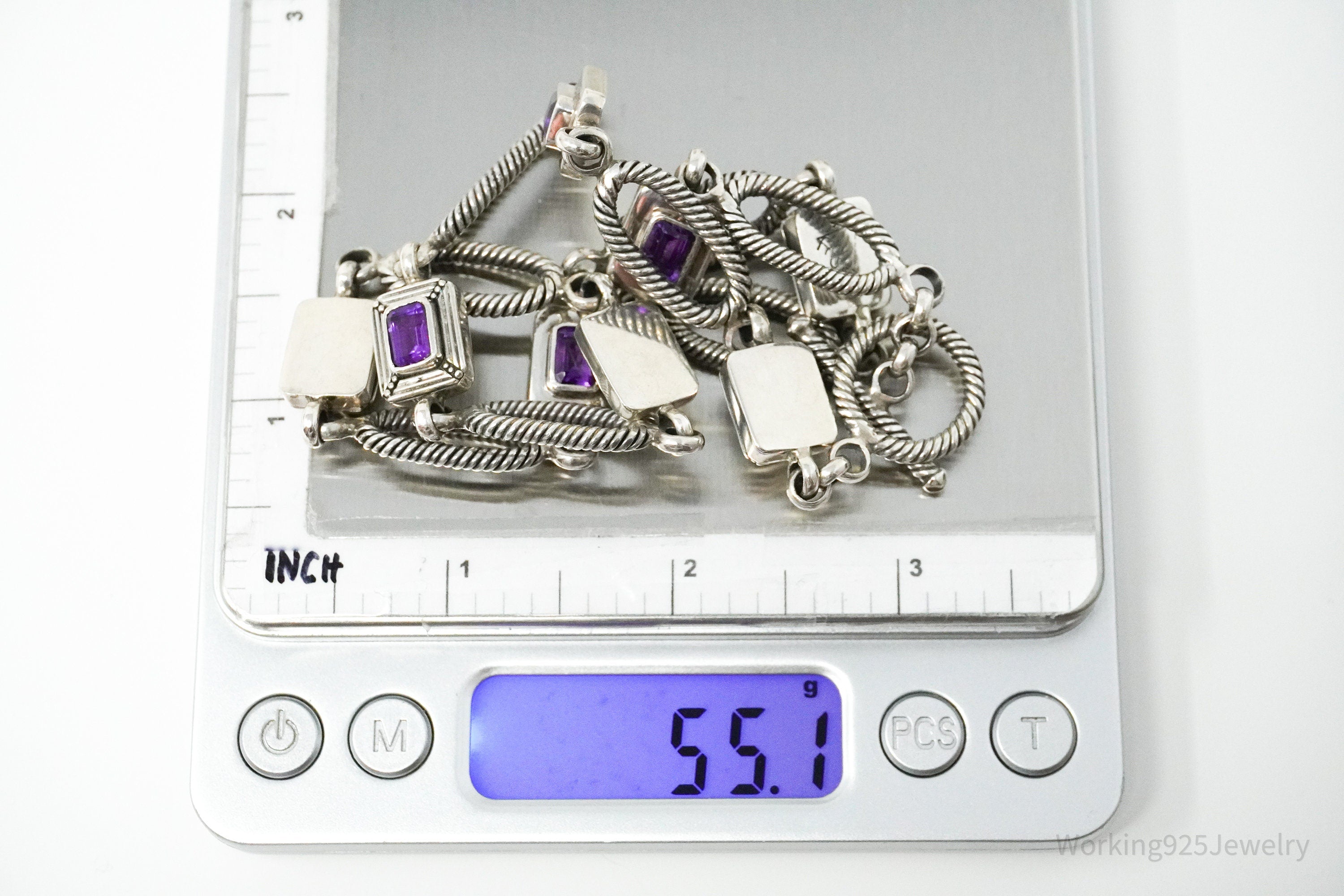 Vintage Designer Amethyst Sterling Silver Necklace 18"