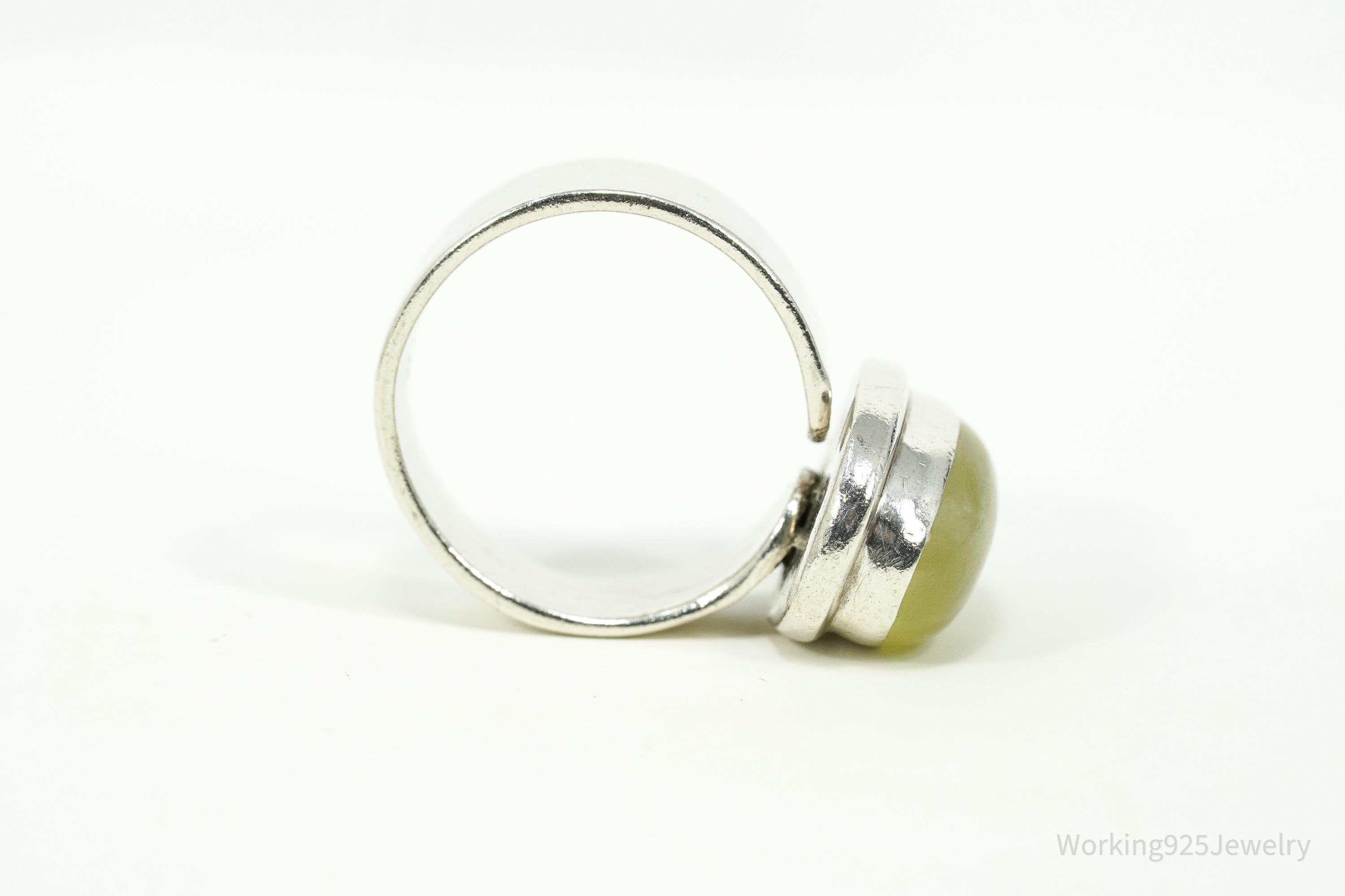 Vintage Lemon Citrine Sterling Silver Wrap Ring - Size 9 Adjustable