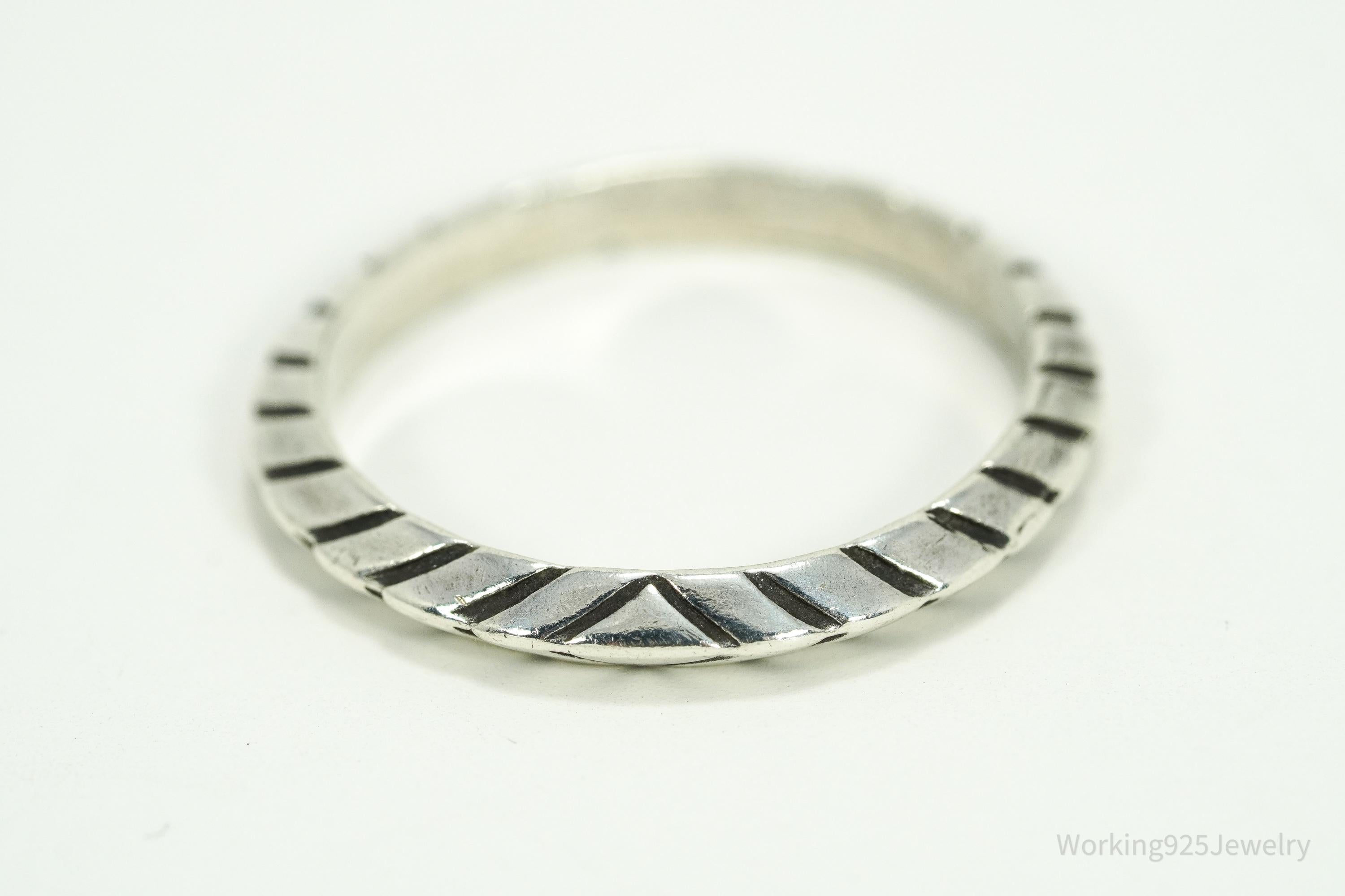 Vintage Native Designer Carolyn Pollack Sterling Silver Band Ring Size 7.75