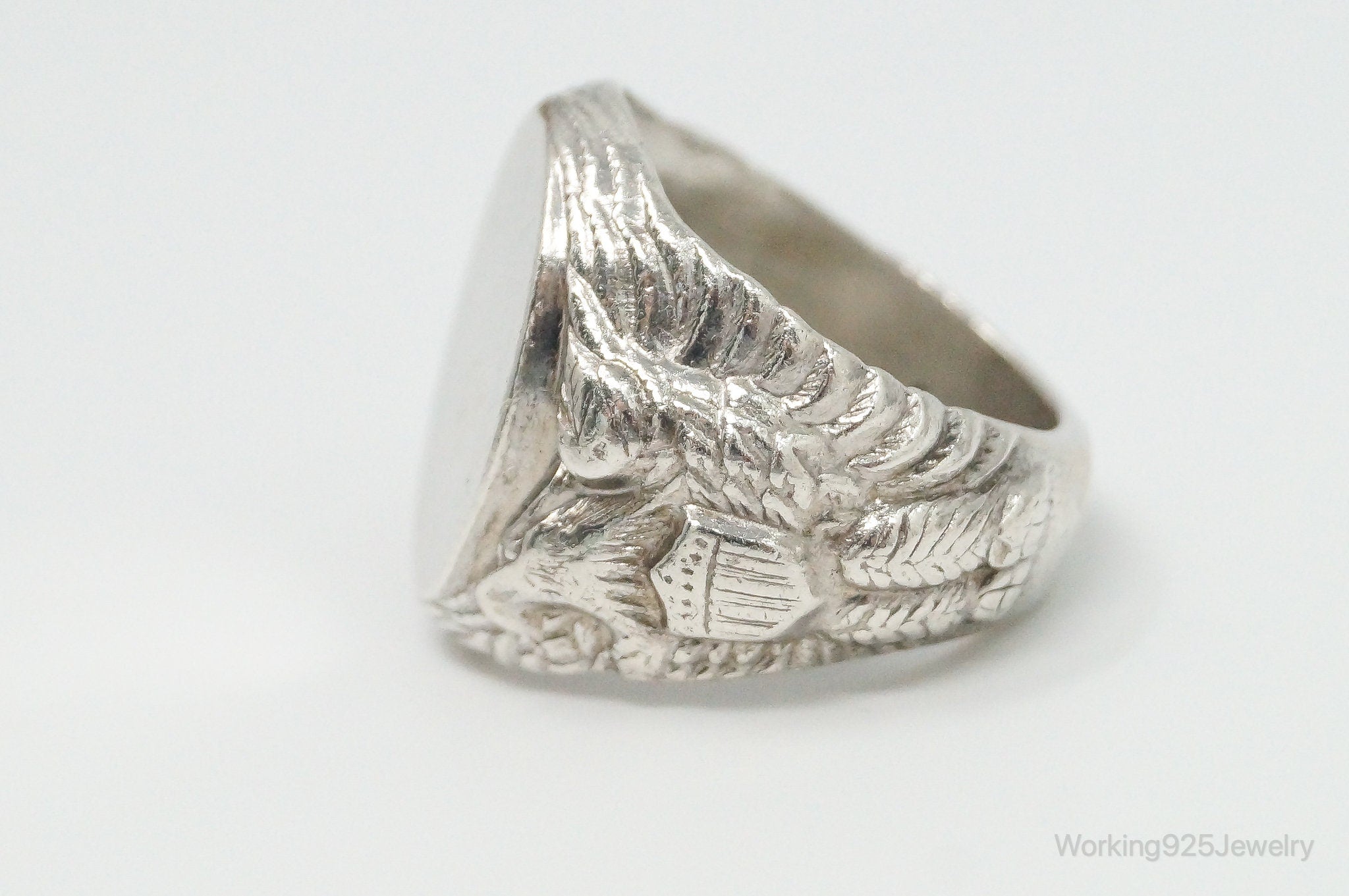 Vintage United States Military Engrave Sterling Silver Ring - Size 7