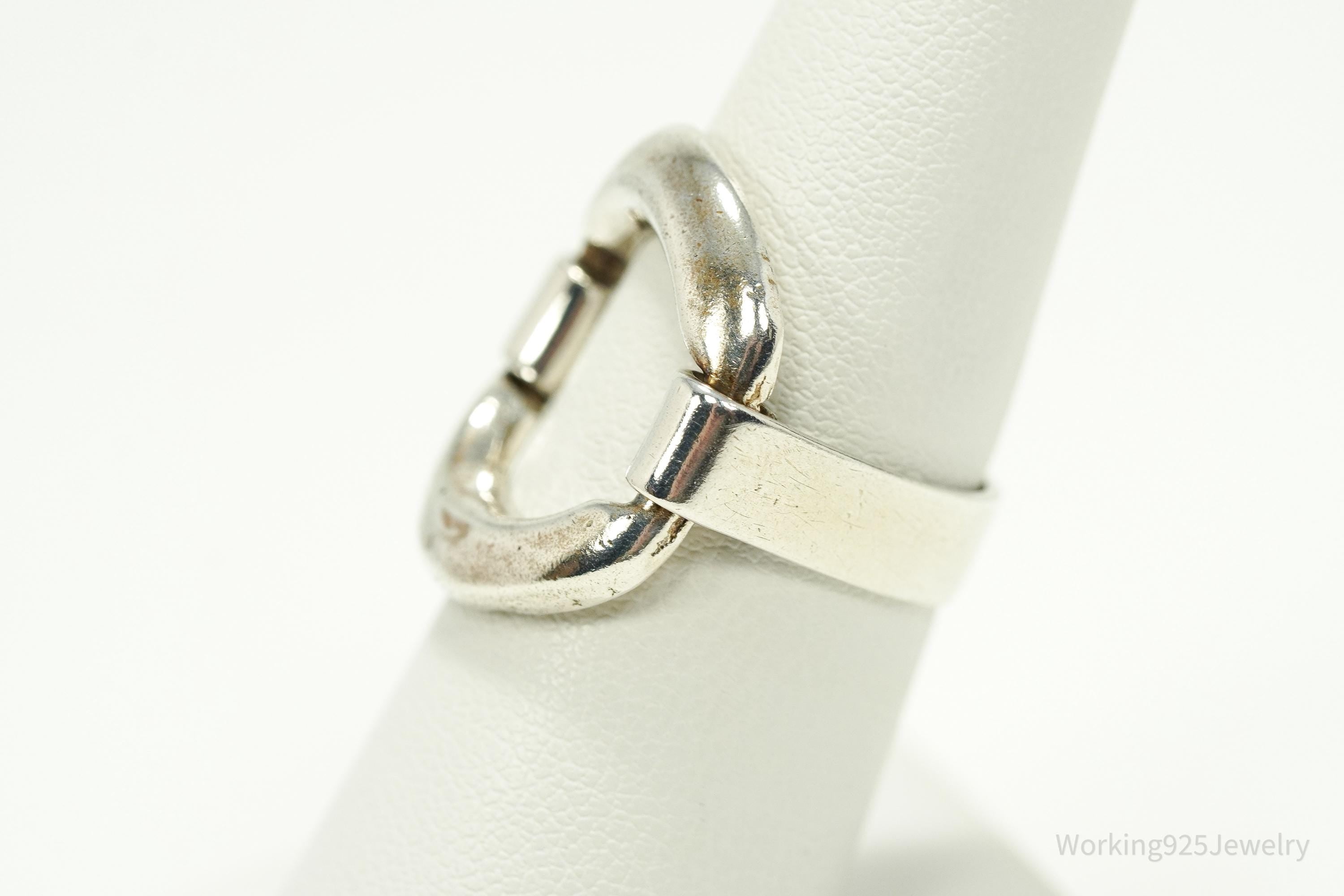 Vintage Egyptian Modernist Style Silver Ring - Size 7