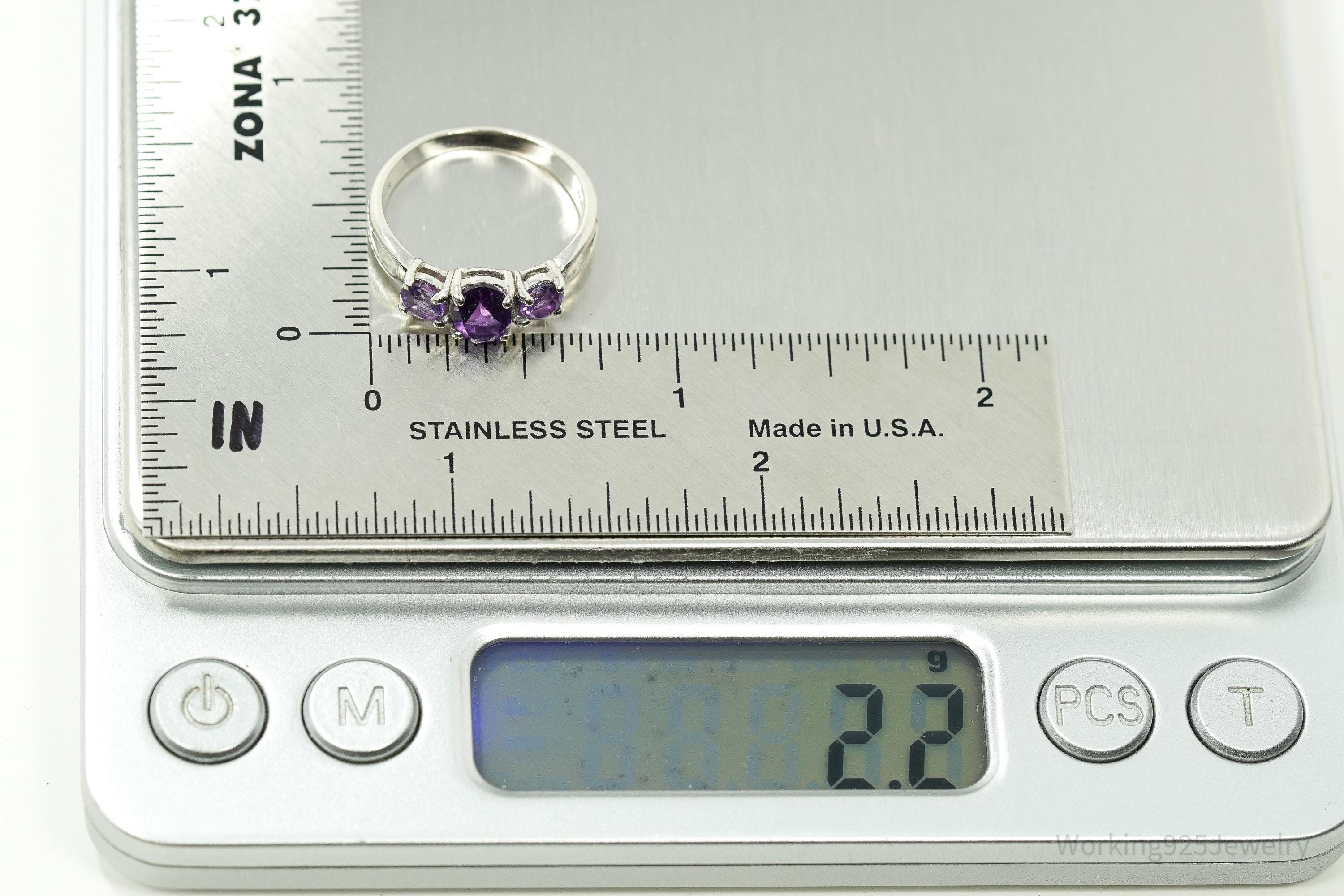Vintage Amethyst Sterling Silver Ring - Size 6.25