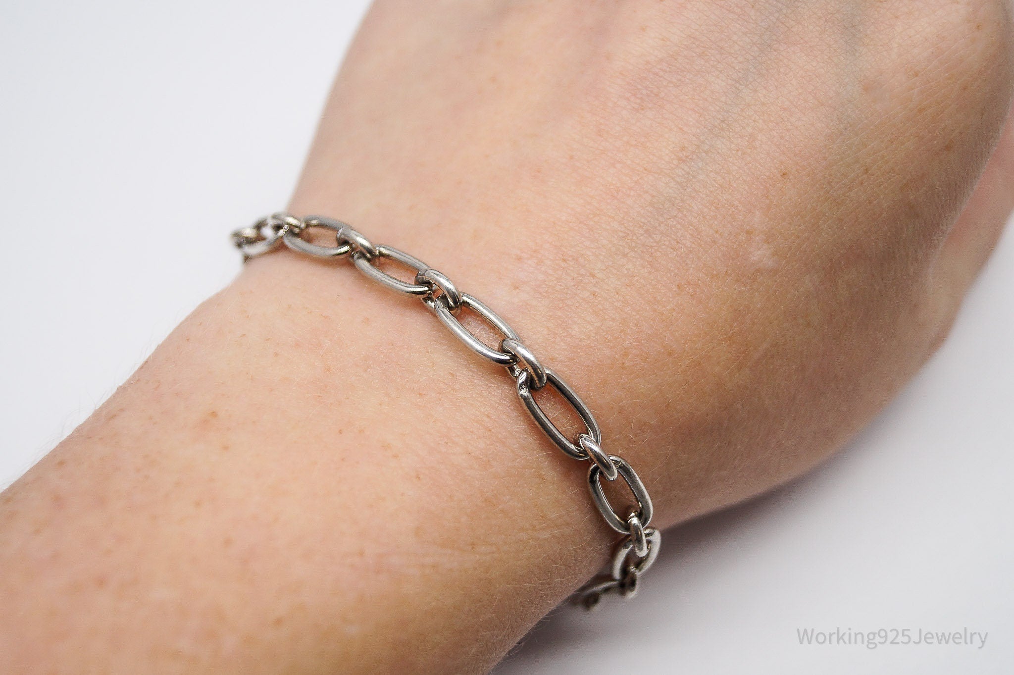 Vintage Italian Chain Link Sterling Silver Bracelet - 7.5"