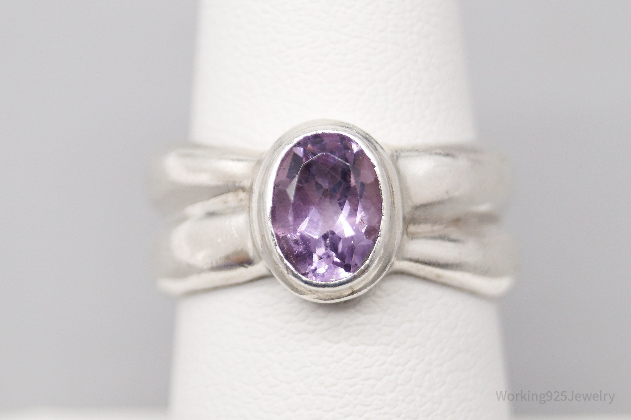 Vintage SARDA Amethyst Sterling Silver Ring - Size 7