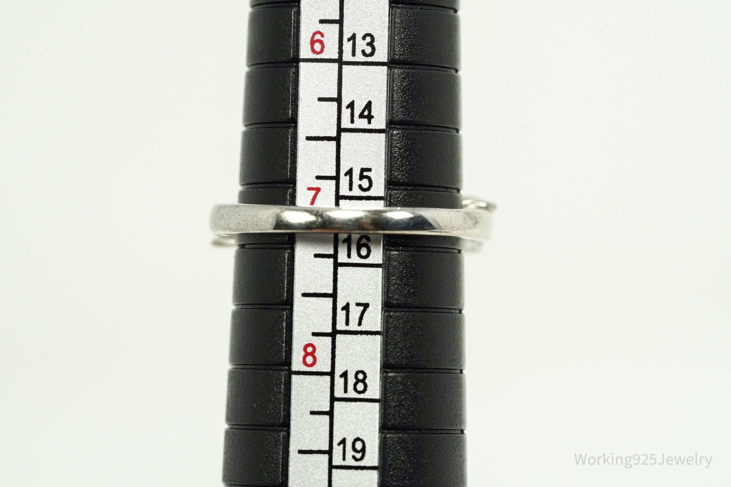 Vintage Cubic Zirconia Platinum Clad Sterling Silver Ring - Size 7