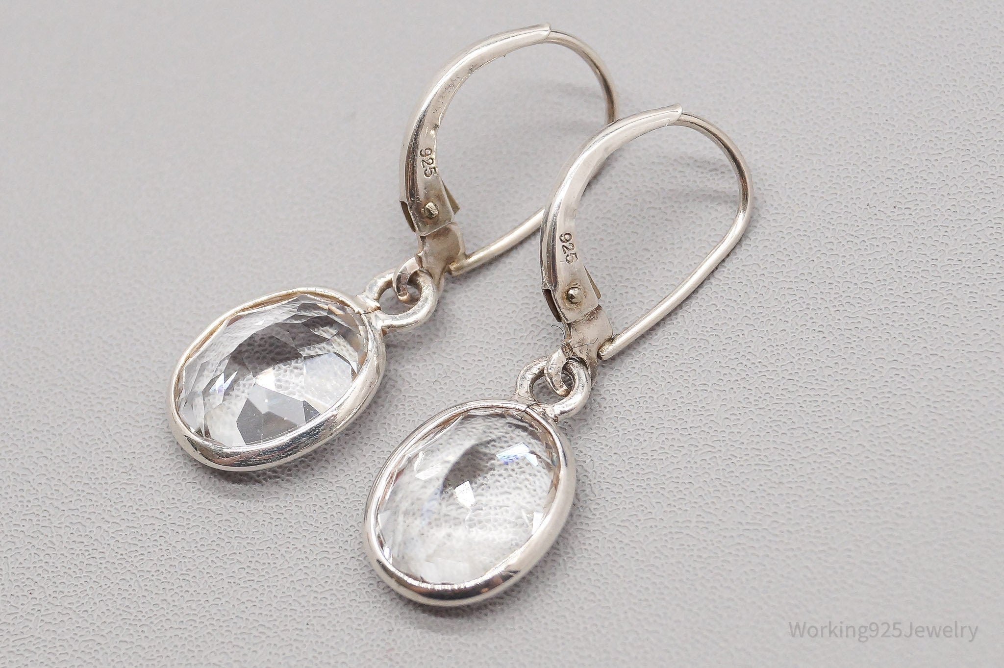 Vintage White Topaz Sterling Silver Earrings