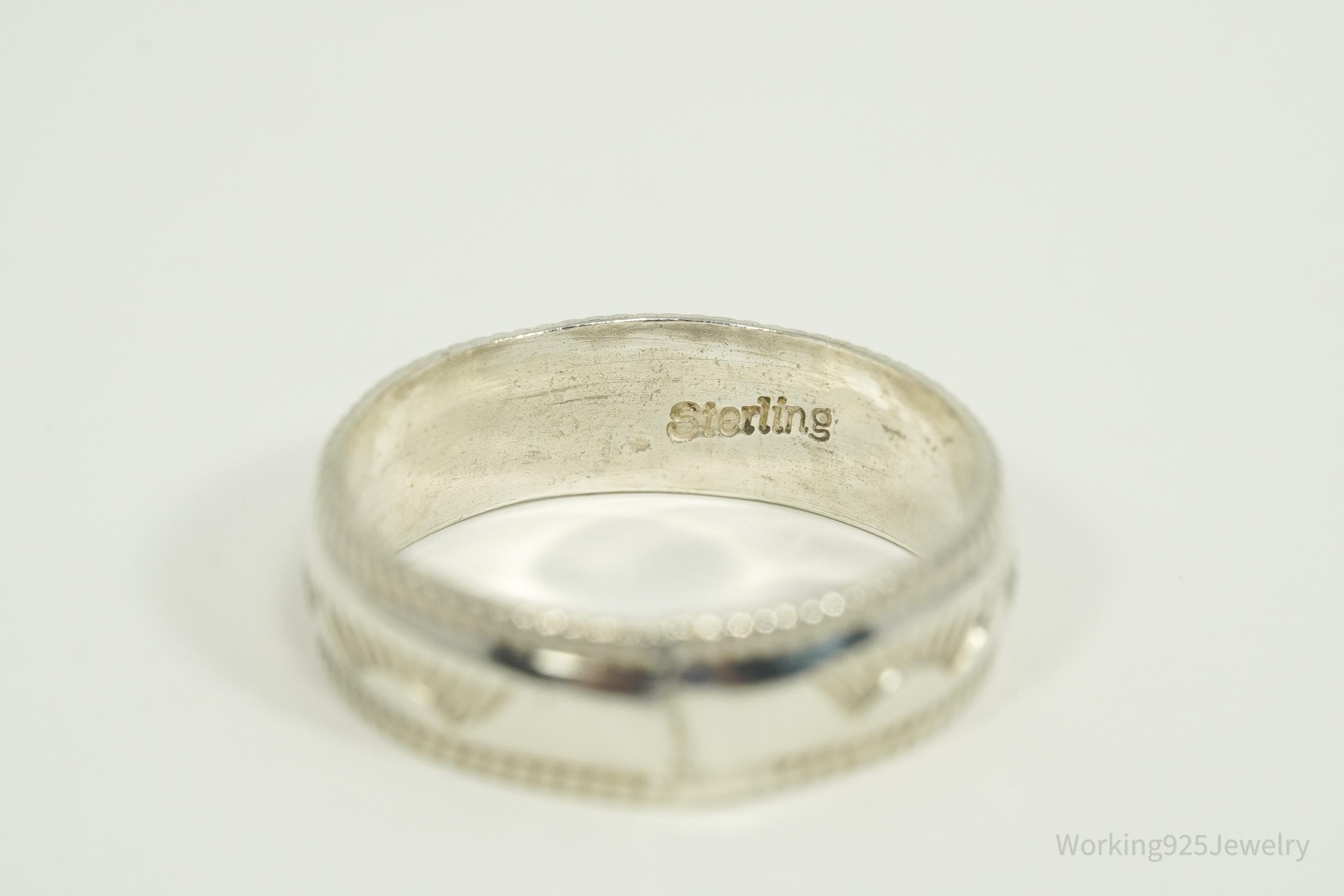 Vintage Native American Sterling Silver Band Ring Size 8.25