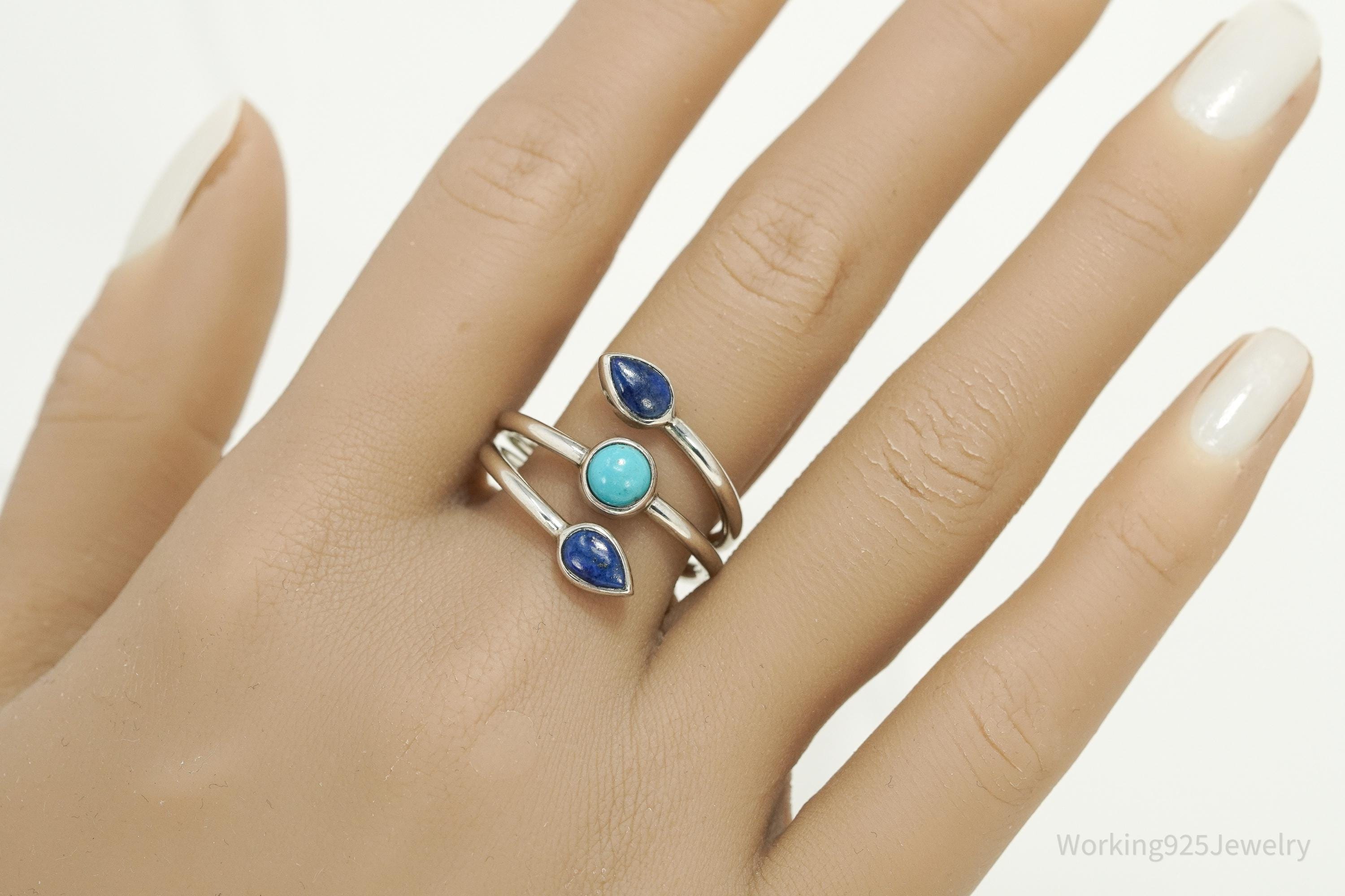 Vintage Whitney Kelly WK Wrap Ring Lapis Lazuli Turquoise Sterling Silver 10.25