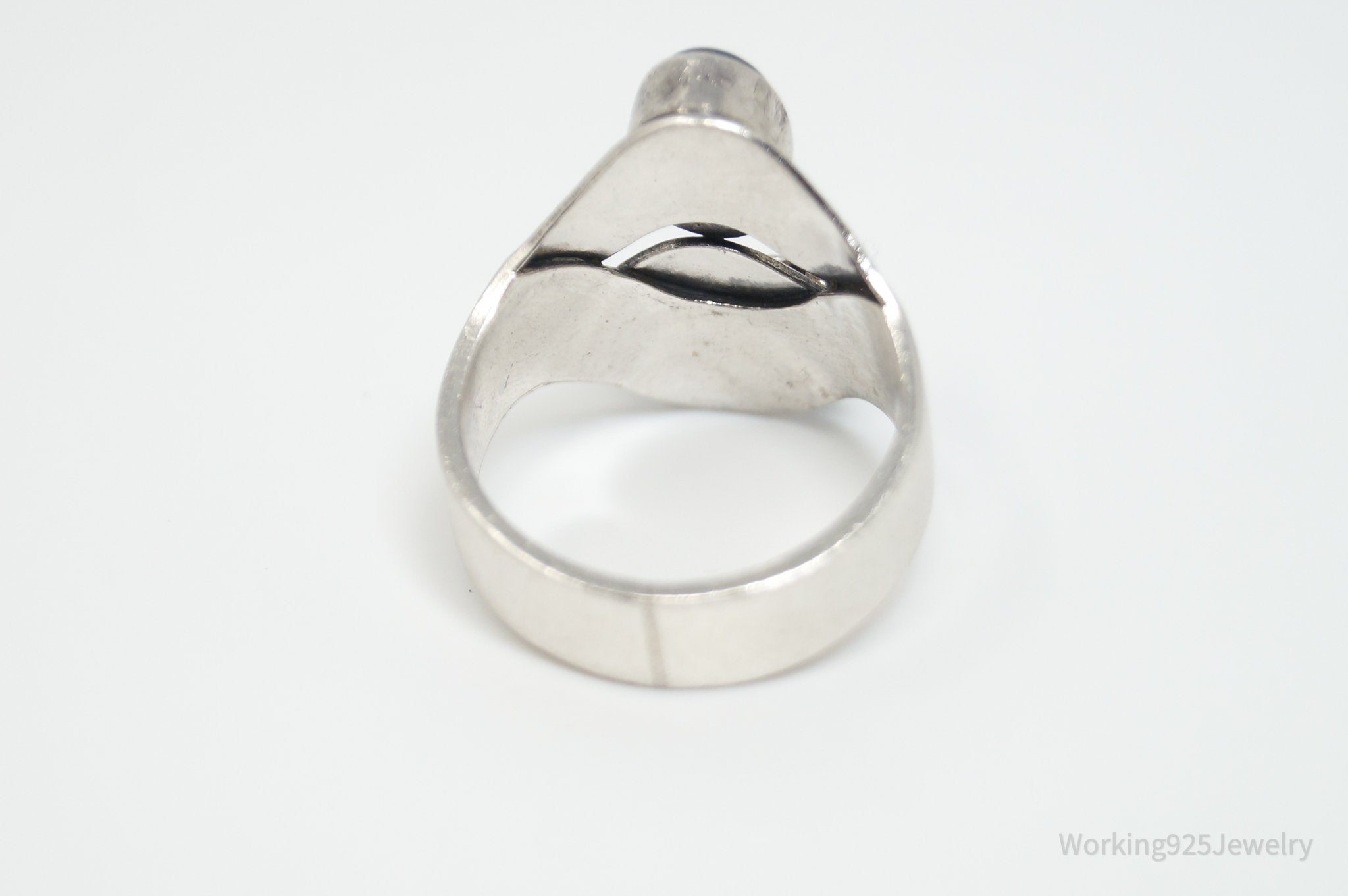 Vintage Modernist YABAR Hematite Sterling Silver Ring - Size 7.75