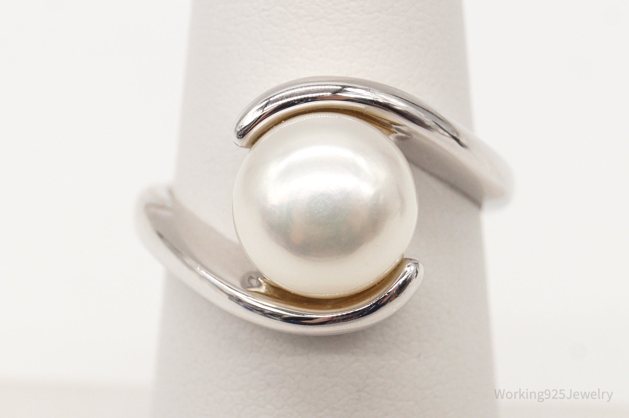 Vintage Pearl Sterling Silver Ring - Size 6.25