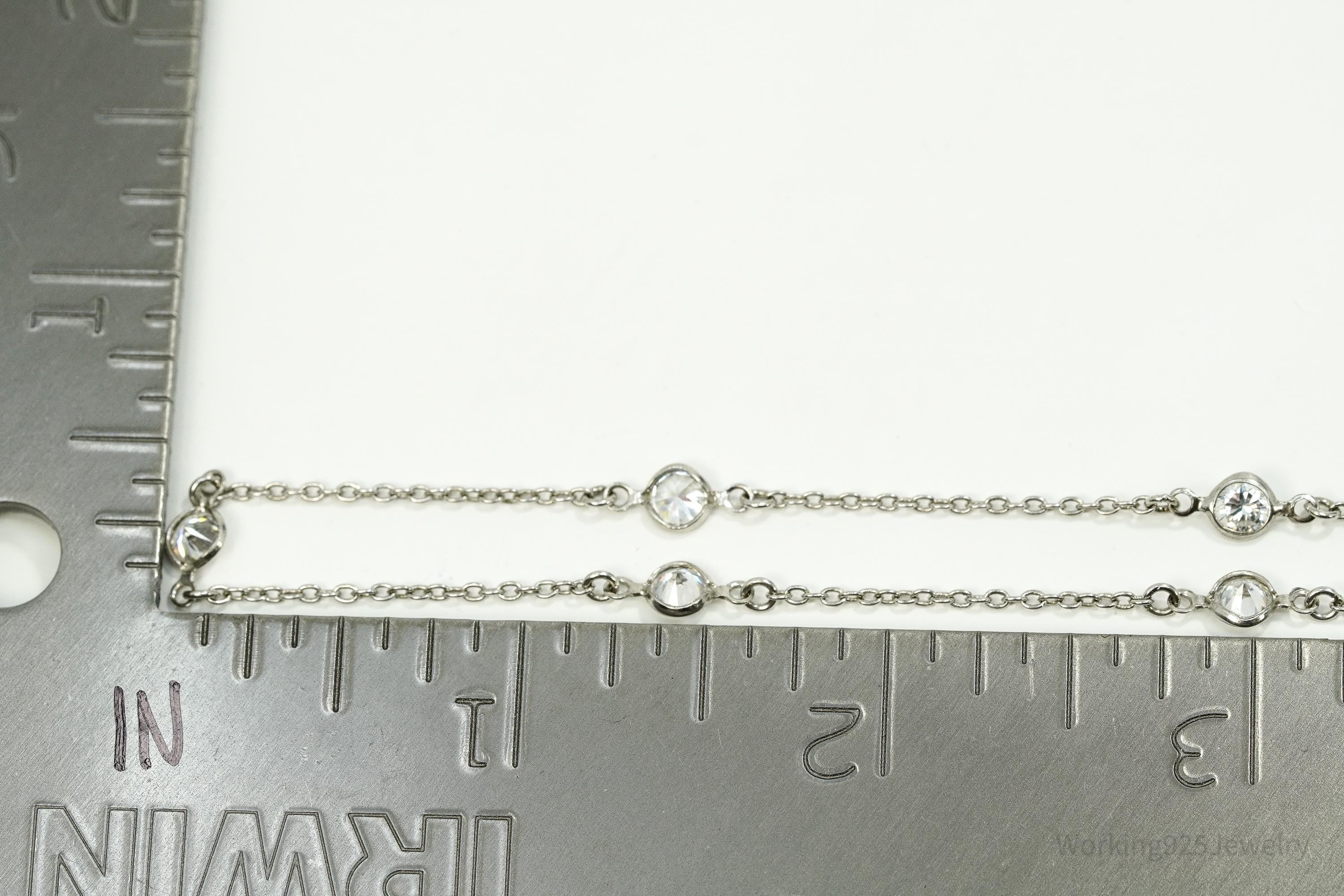 Vintage Cubic Zirconia Sterling Silver Necklace 40"