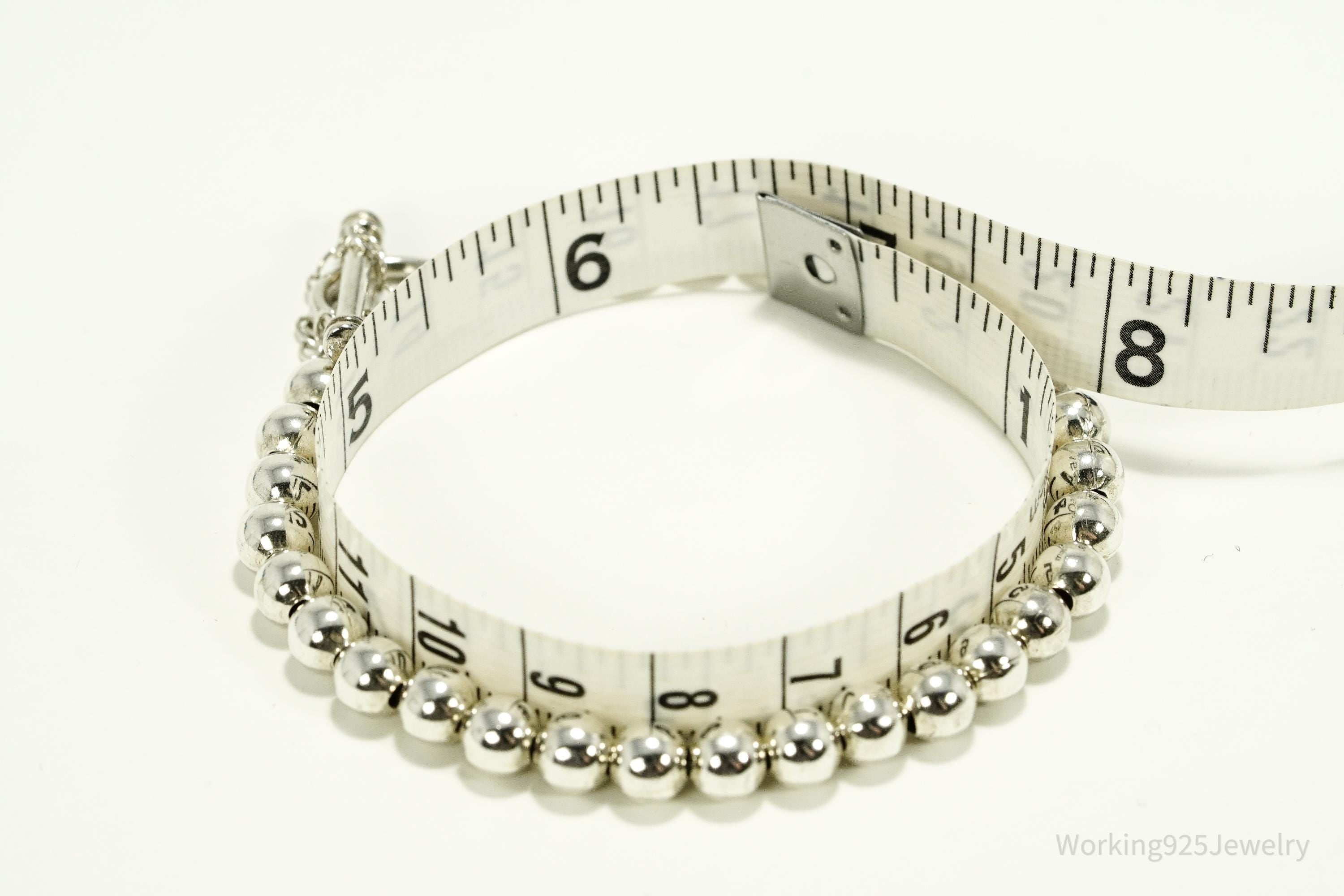 Designer Silpada Retired Ball Beaded Sterling Silver Toggle Bracelet 6.75"