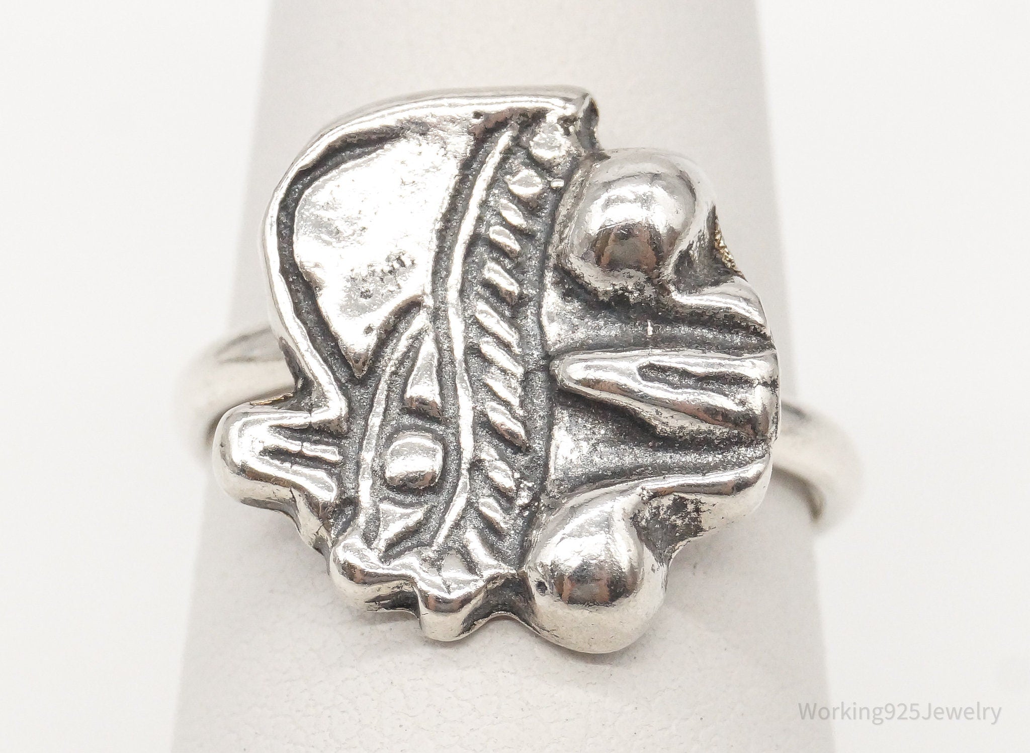 Vintage Eye of Horus Sterling Silver Ring - Size 6.75 Adjustable