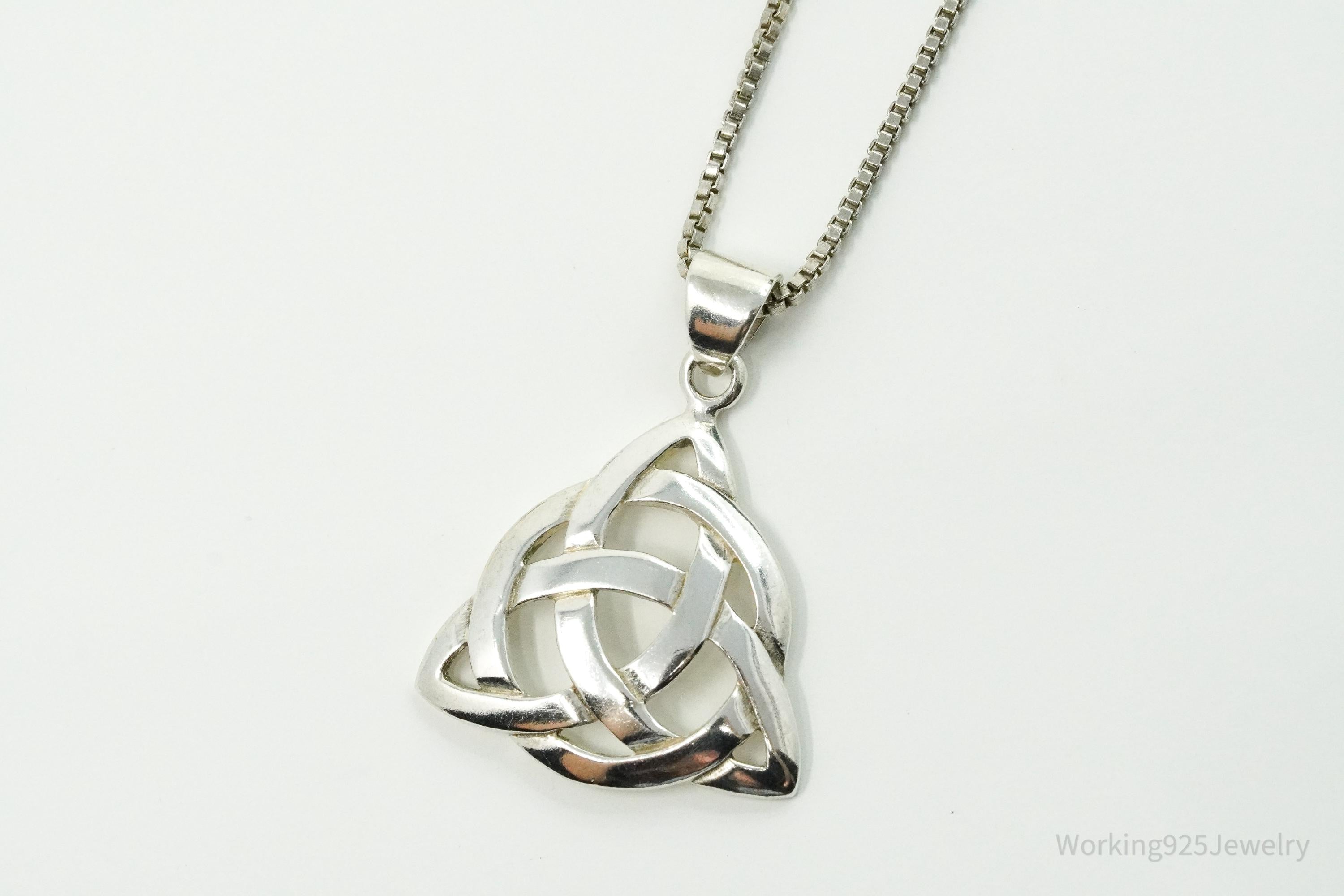 Vintage Celtic Knot Sterling Silver Necklace 24"