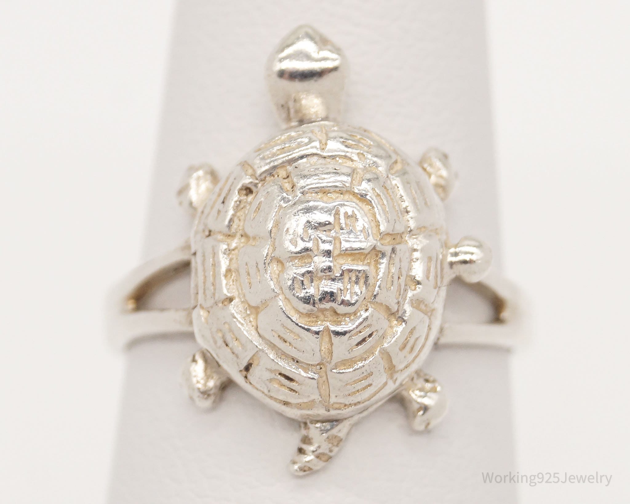 Vintage Turtle Locket Sterling Silver Ring - Size 6