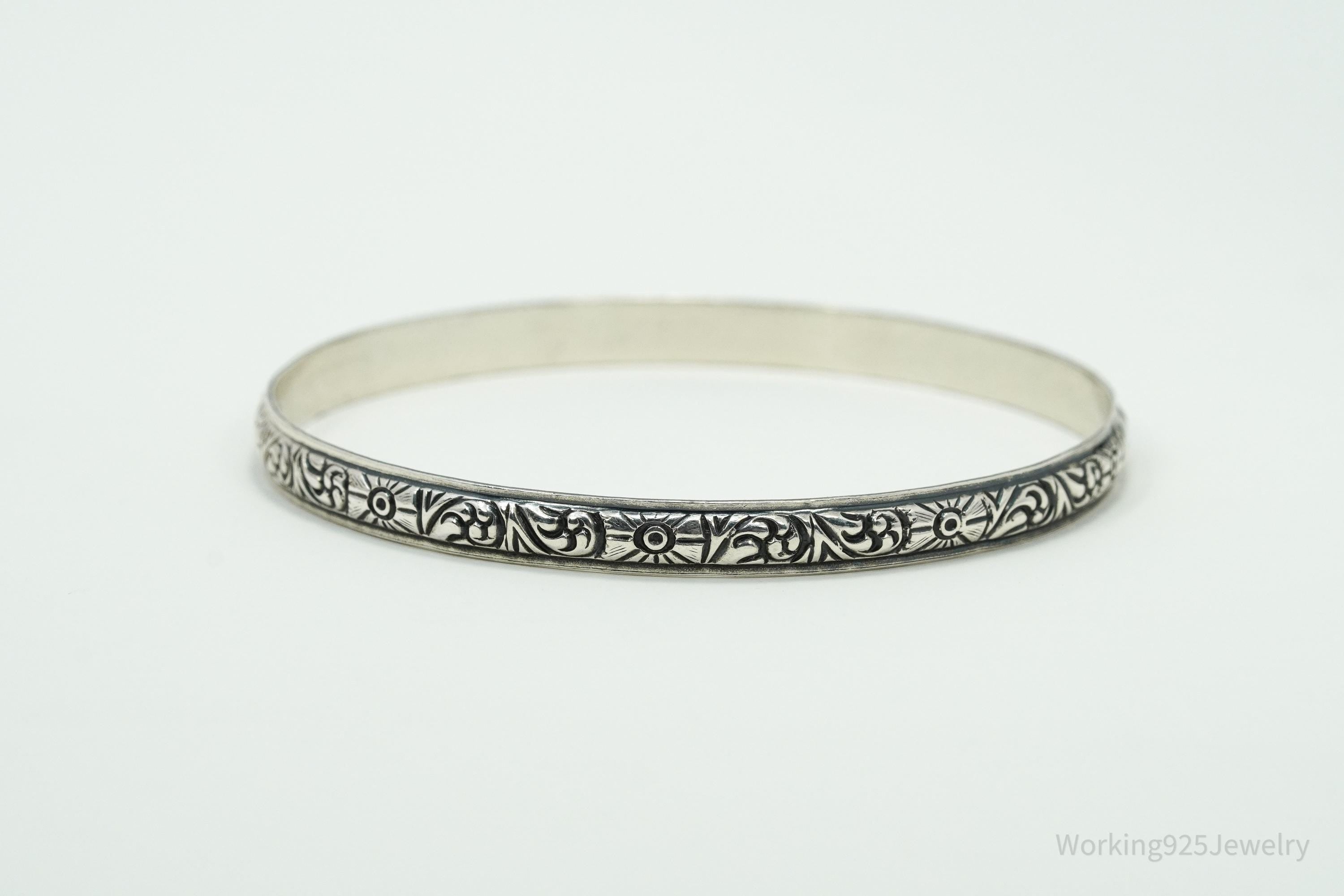 Antique Designer Danecraft Art Deco Pattern Sterling Silver Bracelet 7.75