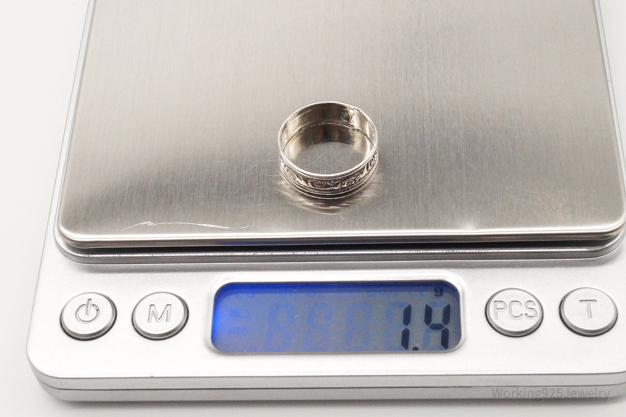 Antique Art Nouveau Sterling Silver Band Ring - Size 5.75