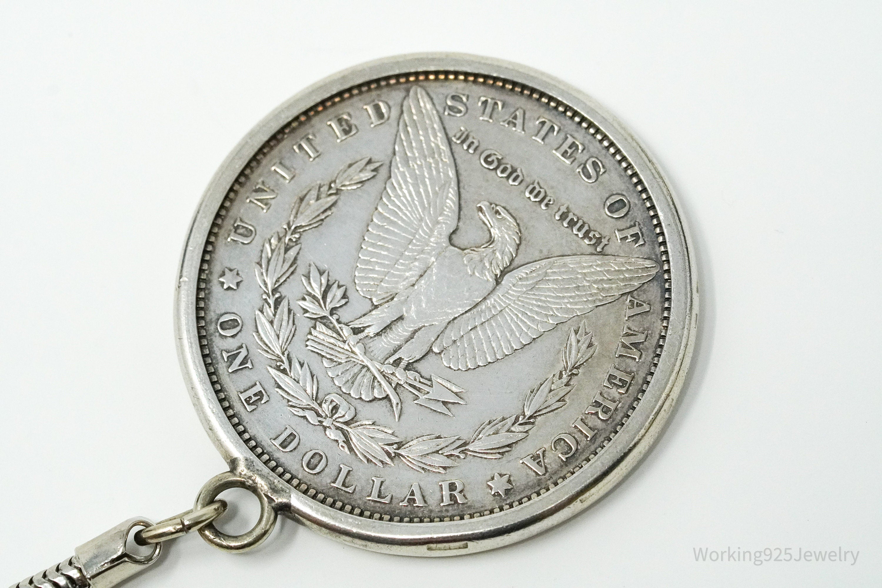 Antique 1886 Morgan Silver Dollar Coin Sterling Silver Keychain
