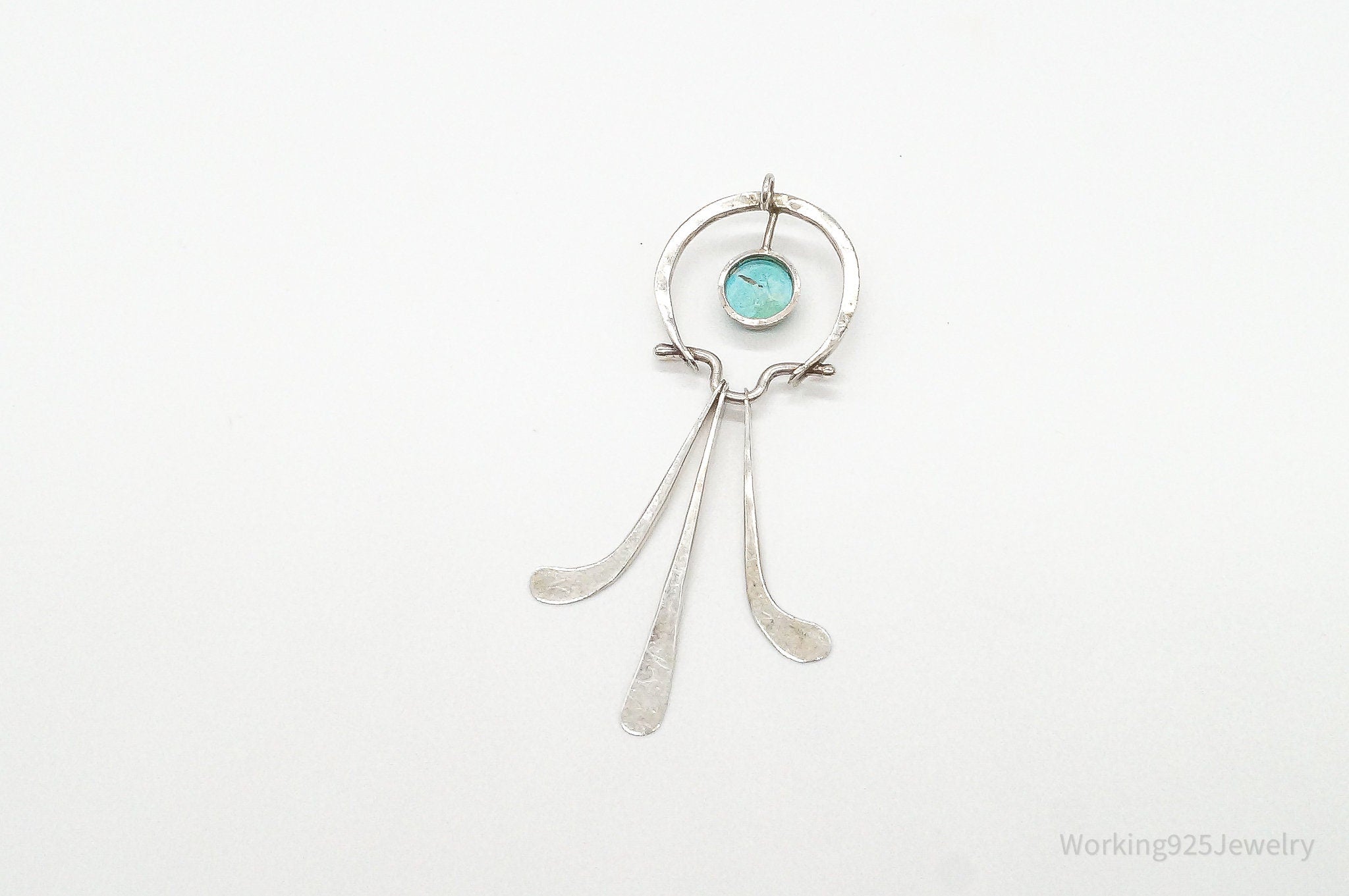 Vintage Modernist Amazonite Sterling Silver Pendant