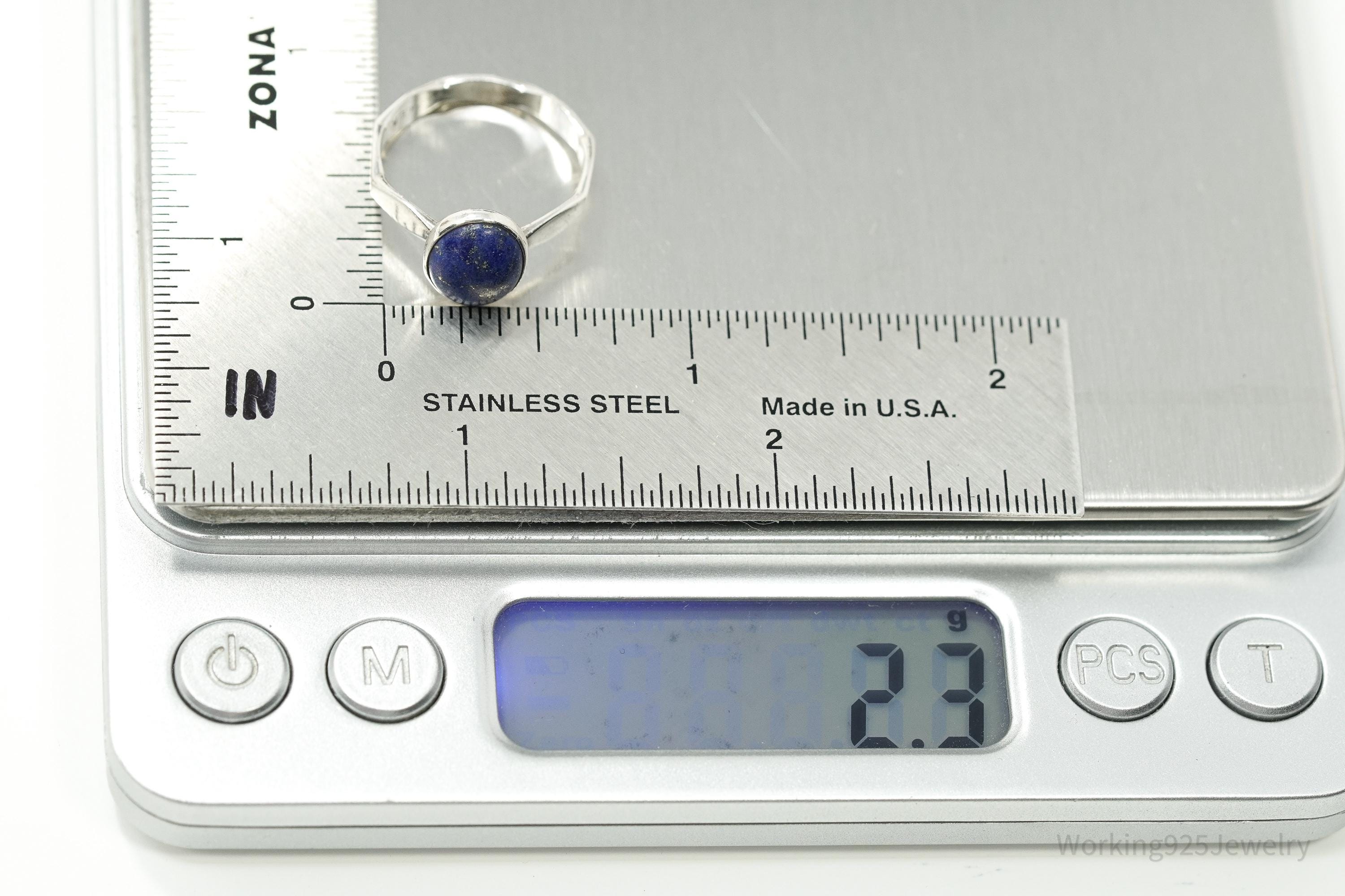 Vintage Blue Lapis Lazuli Silver Ring - Size 6.5