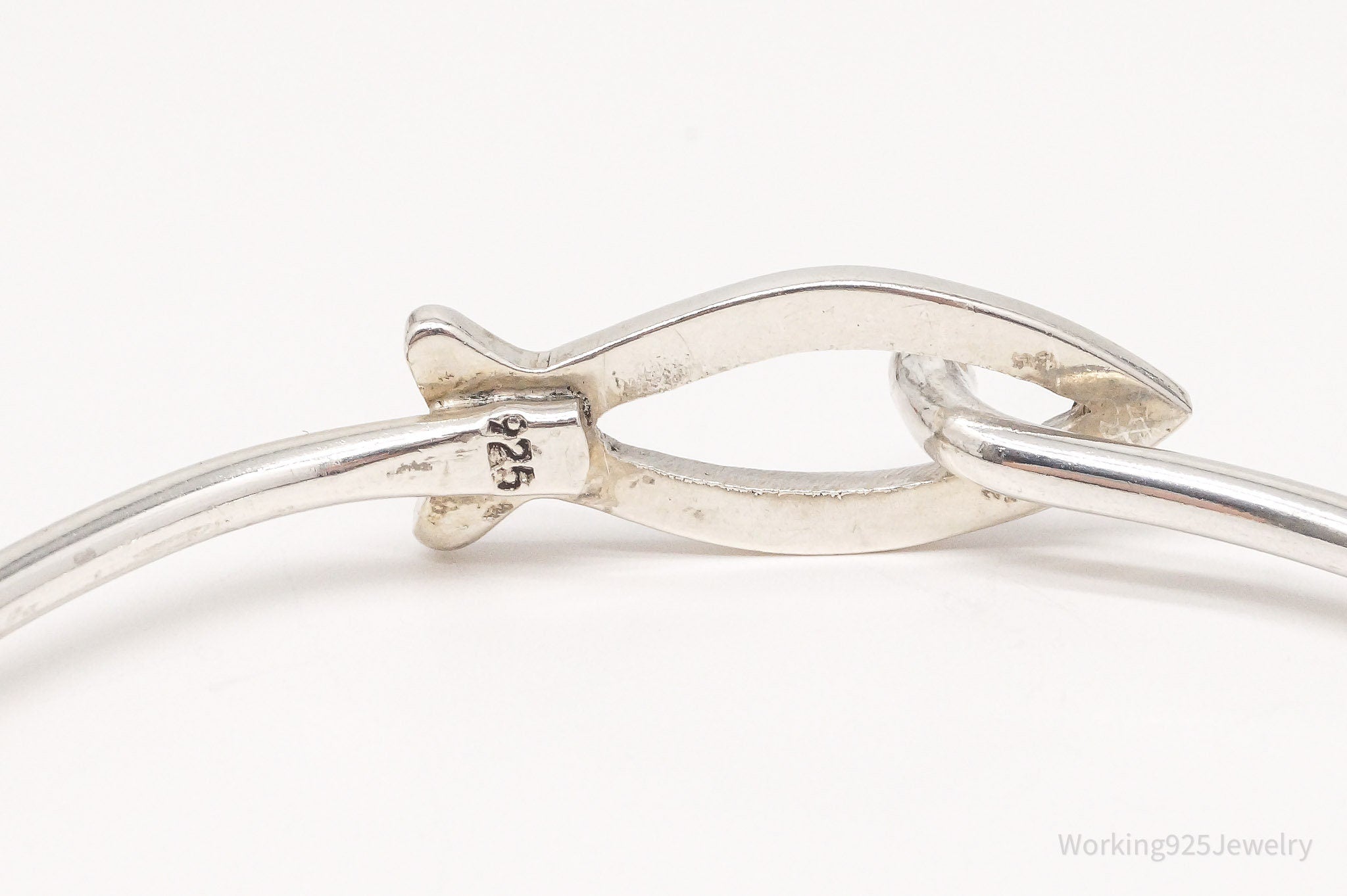 Vintage Fish Sterling Silver Pressure Hook Clasp Bracelet