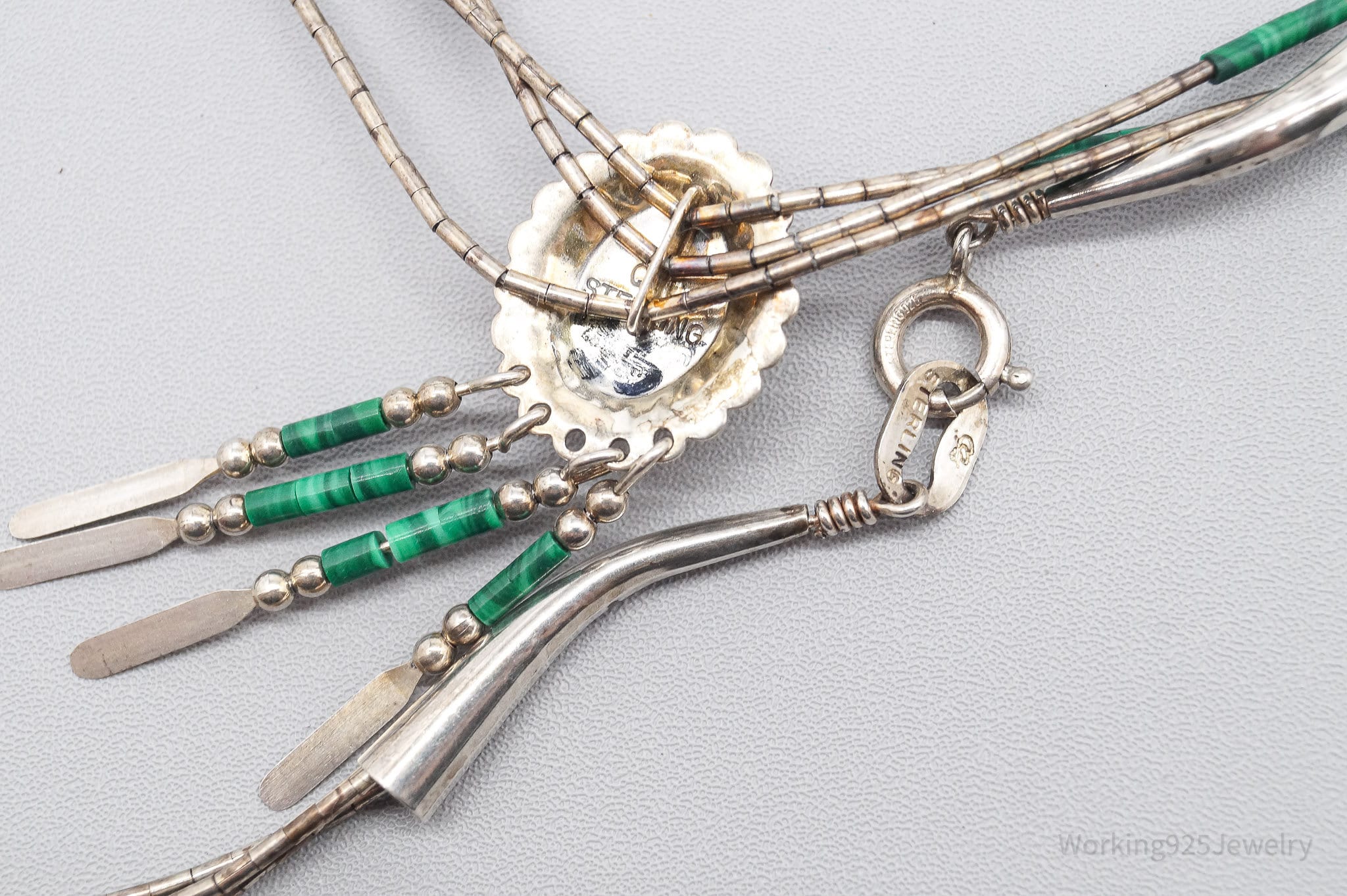 VTG Native QT Pendant On Carolyn Pollack Bead Sterling Silver Chain Necklace