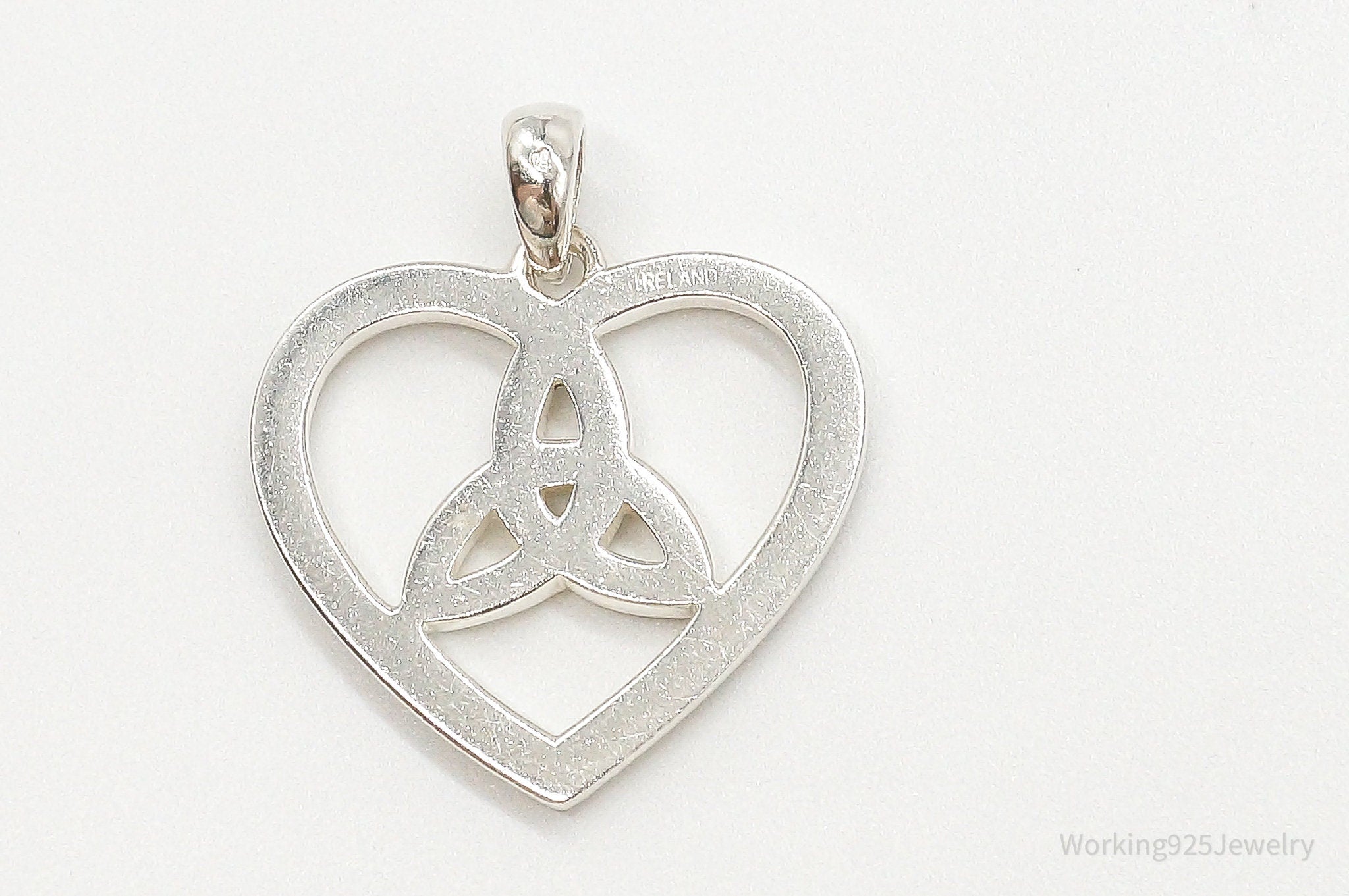 Vintage Large Ireland Celtic Heart Sterling Silver Pendant