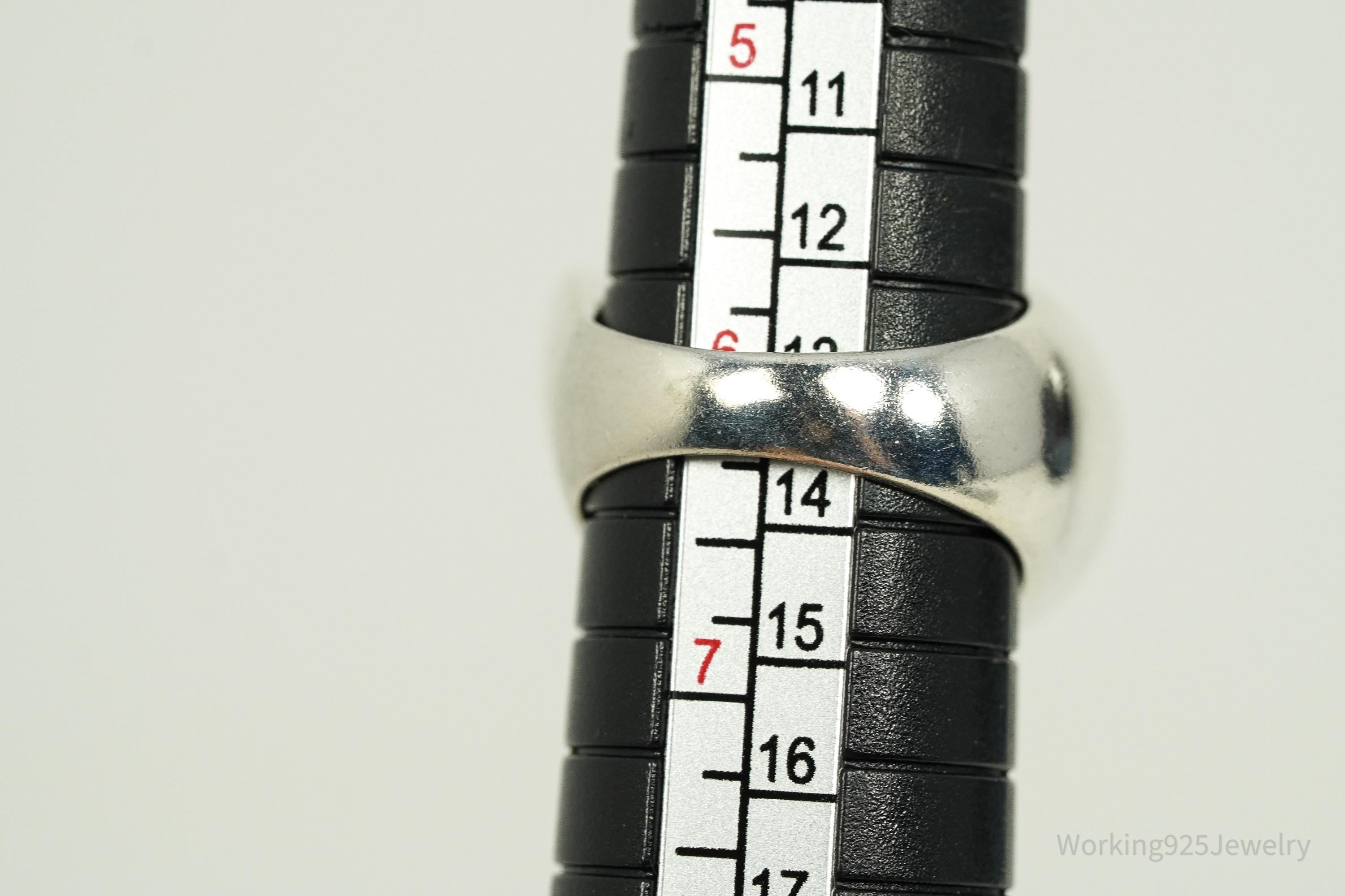 Vintage Designer SX Turquoise Paisley Sterling Silver Ring - Size 6.25