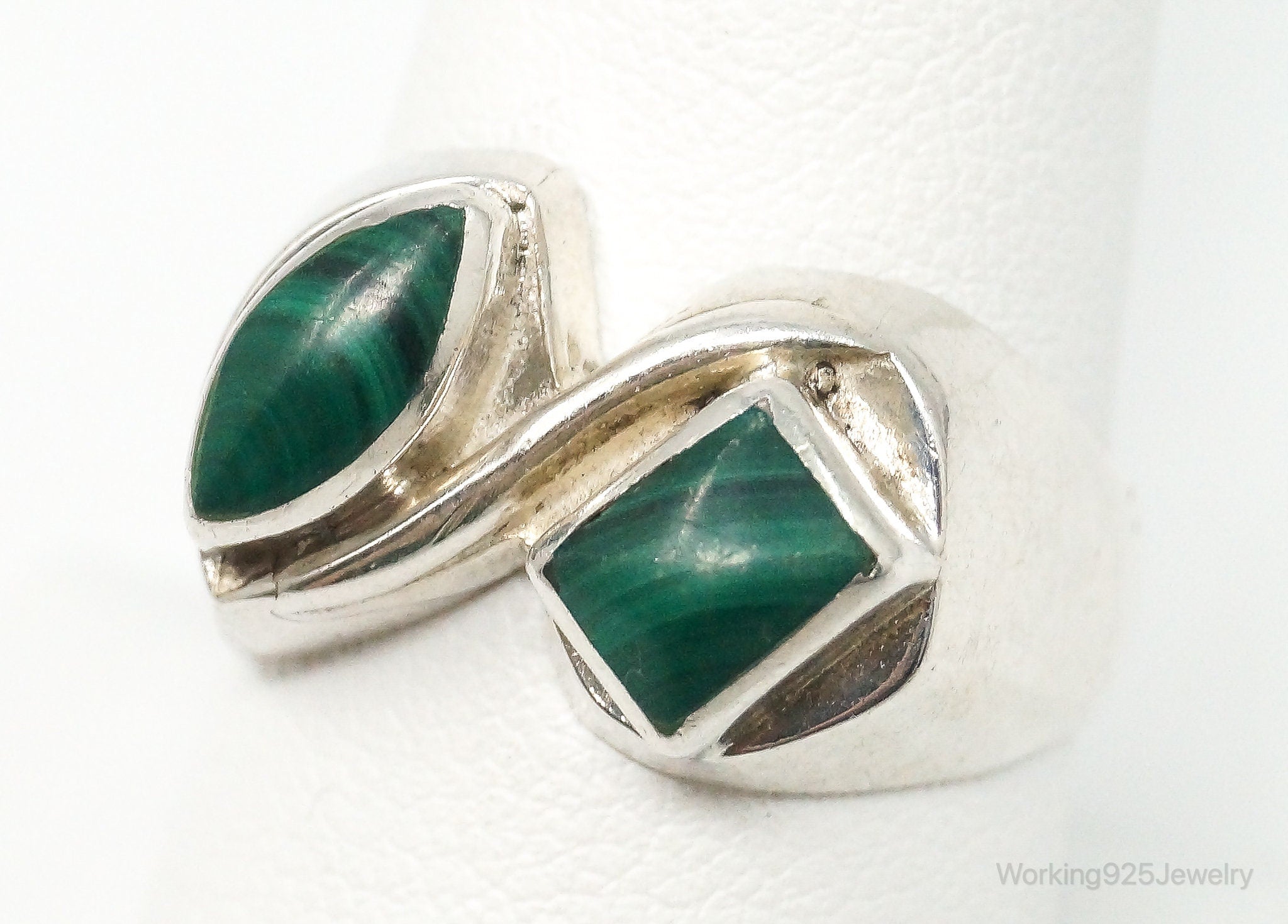 Vintage Southwest Malachite 950 Silver Ring - Size 9.25