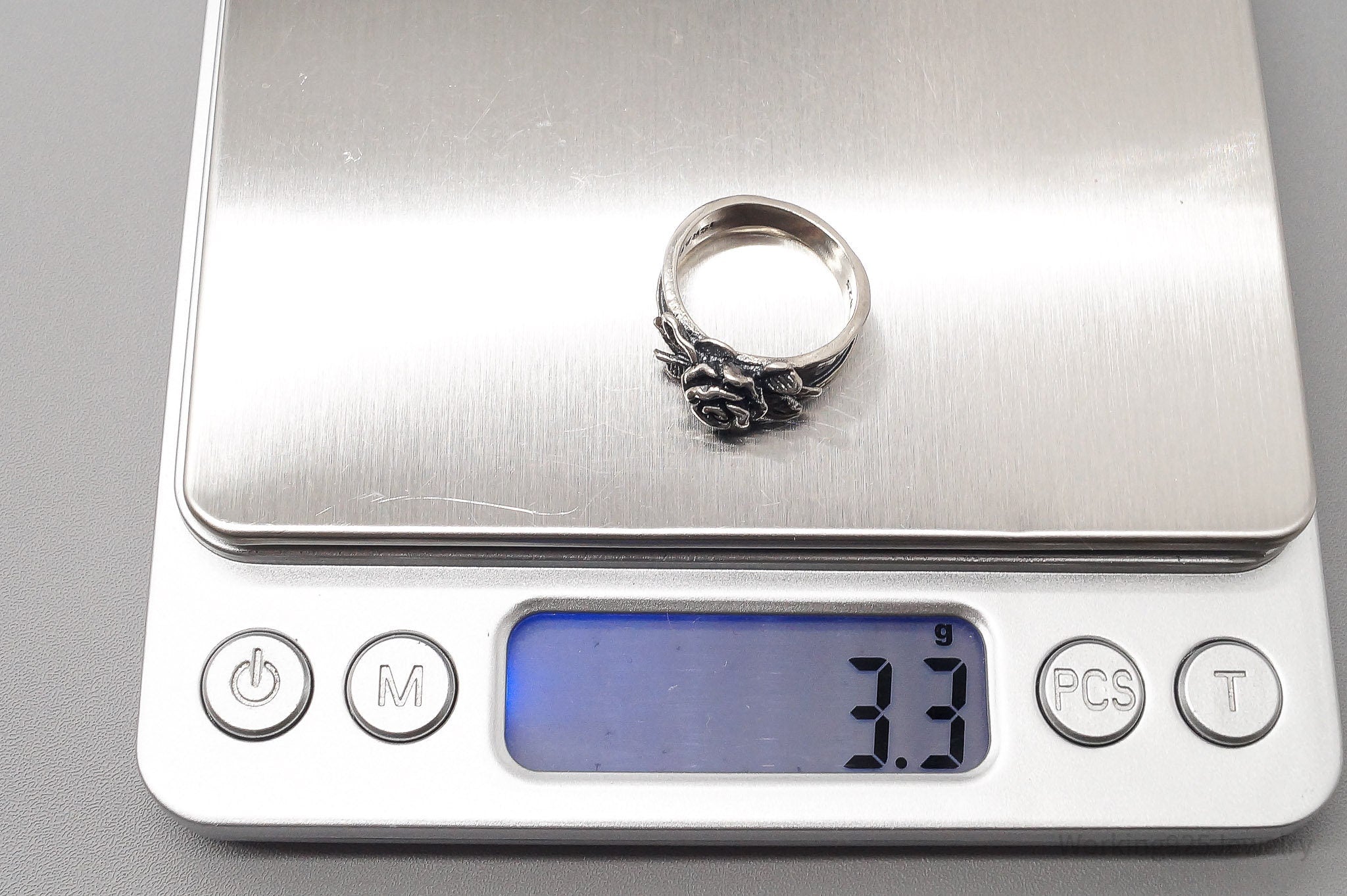 Vintage Israel Designer Paz PZ Rose Sterling Silver Band Ring - Size 5