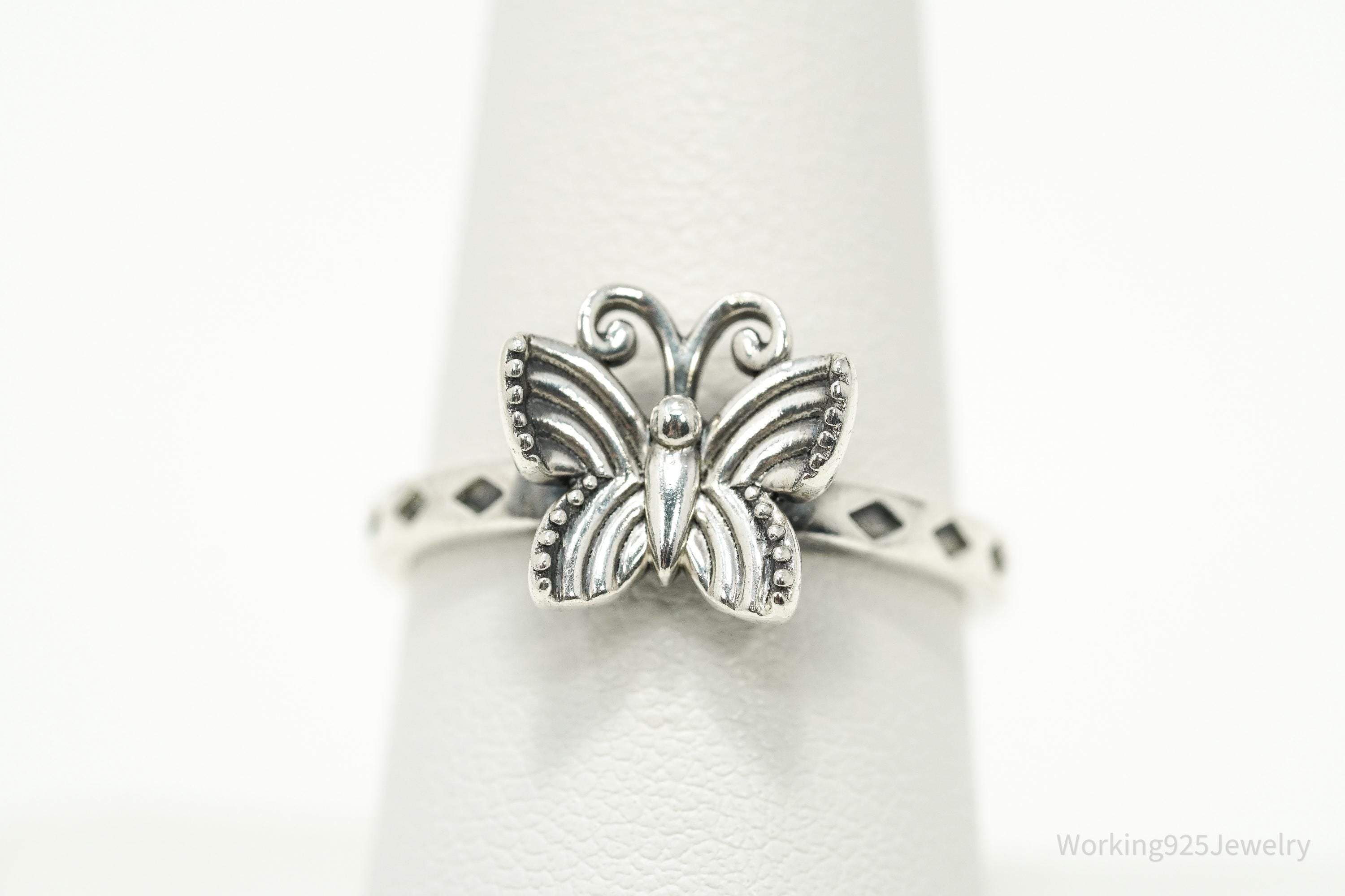 Vintage Butterfly Sterling Silver Ring - Size 8