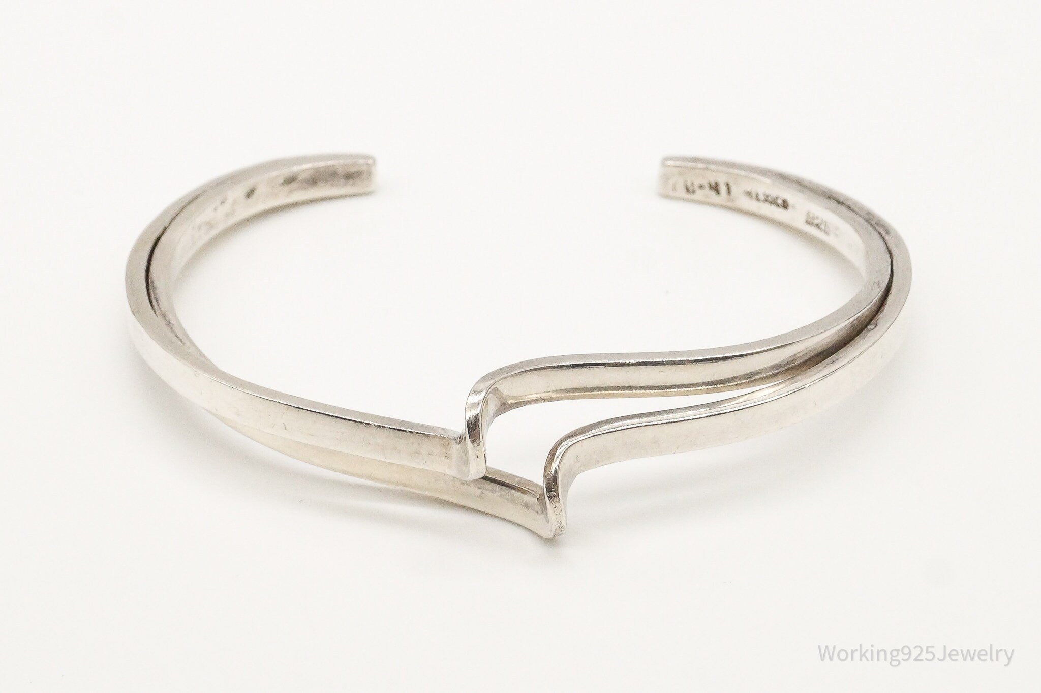 Vintage Mexico Modernist Sterling Silver Cuff Bracelet