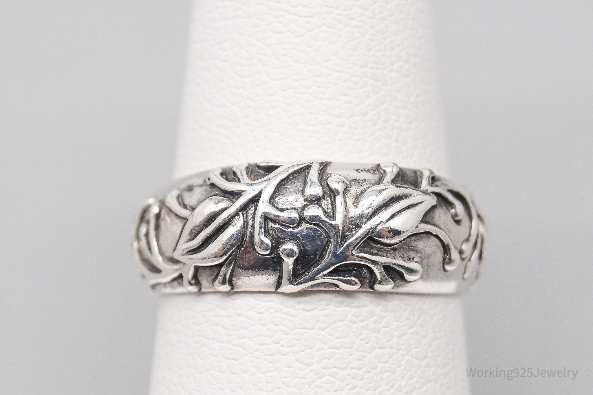 Vintage Designer JEZ Leaves & Vines Design Sterling Silver Ring - Size 6.5