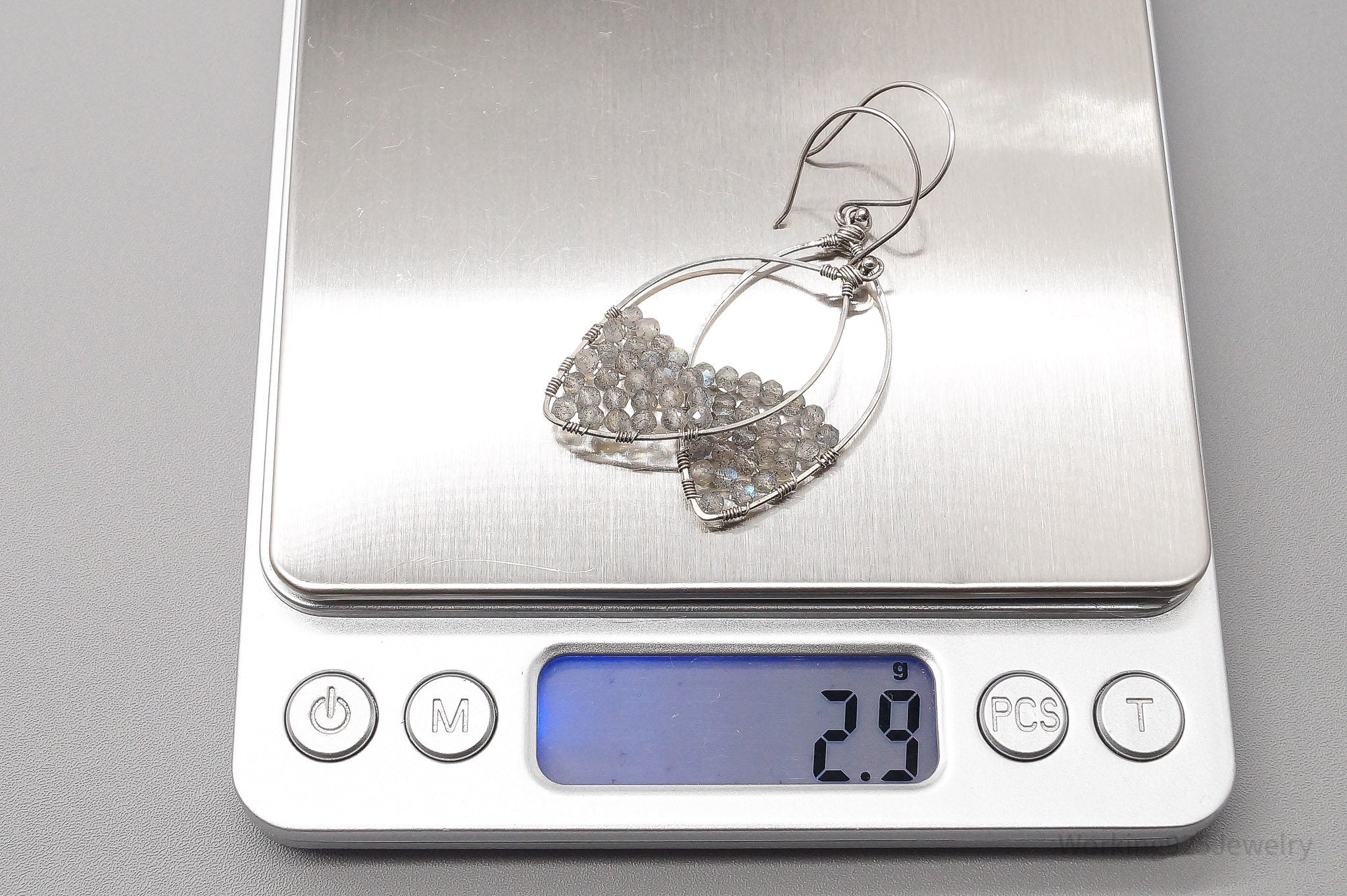 Vintage Labradorite Beaded Silver Earrings