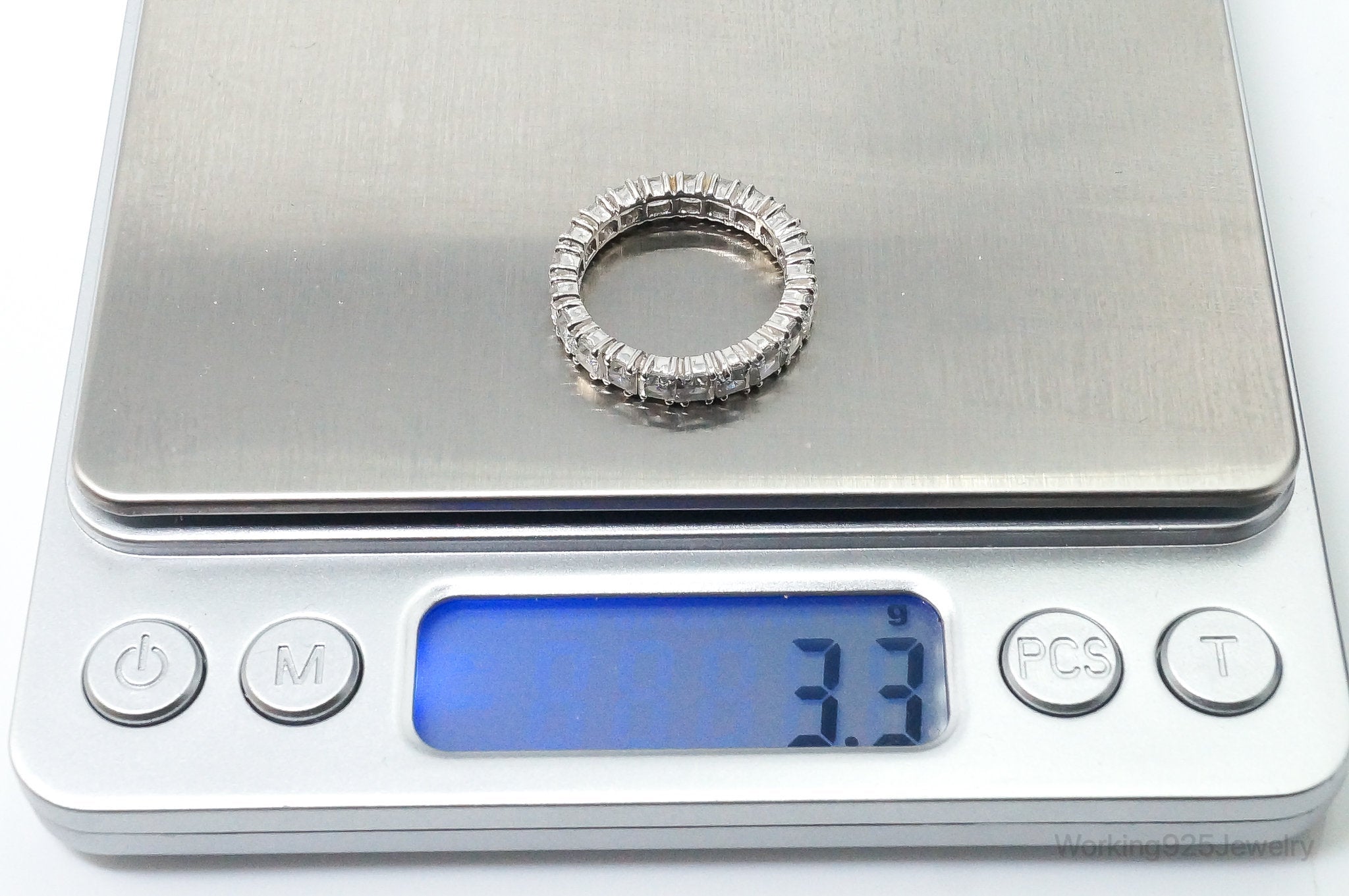 Vintage Eternity Band Cubic Zirconia Sterling Silver Ring - Size 6.5