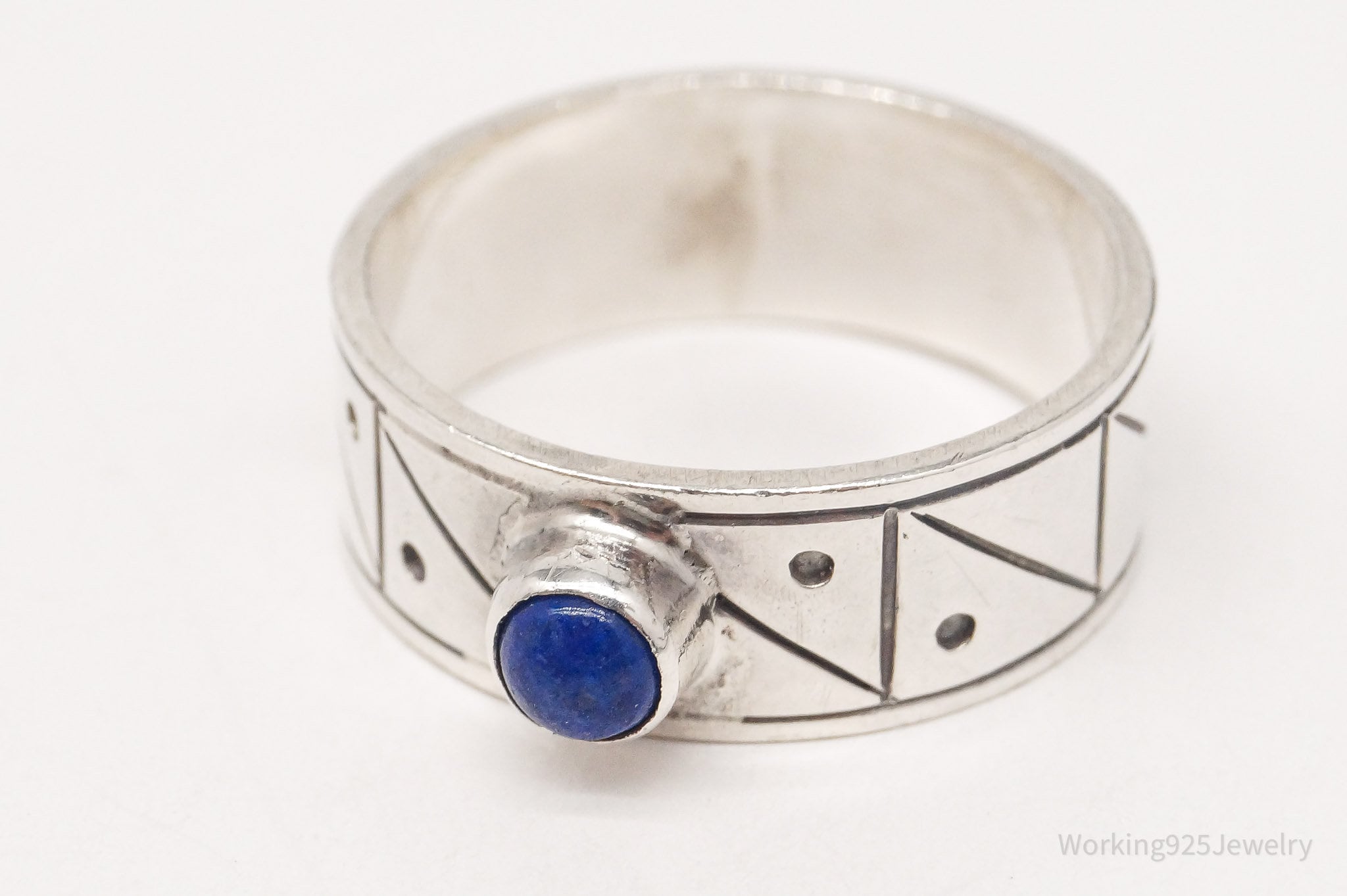 Vintage Lapis Lazuli Sterling Silver Ring - Size 8.5