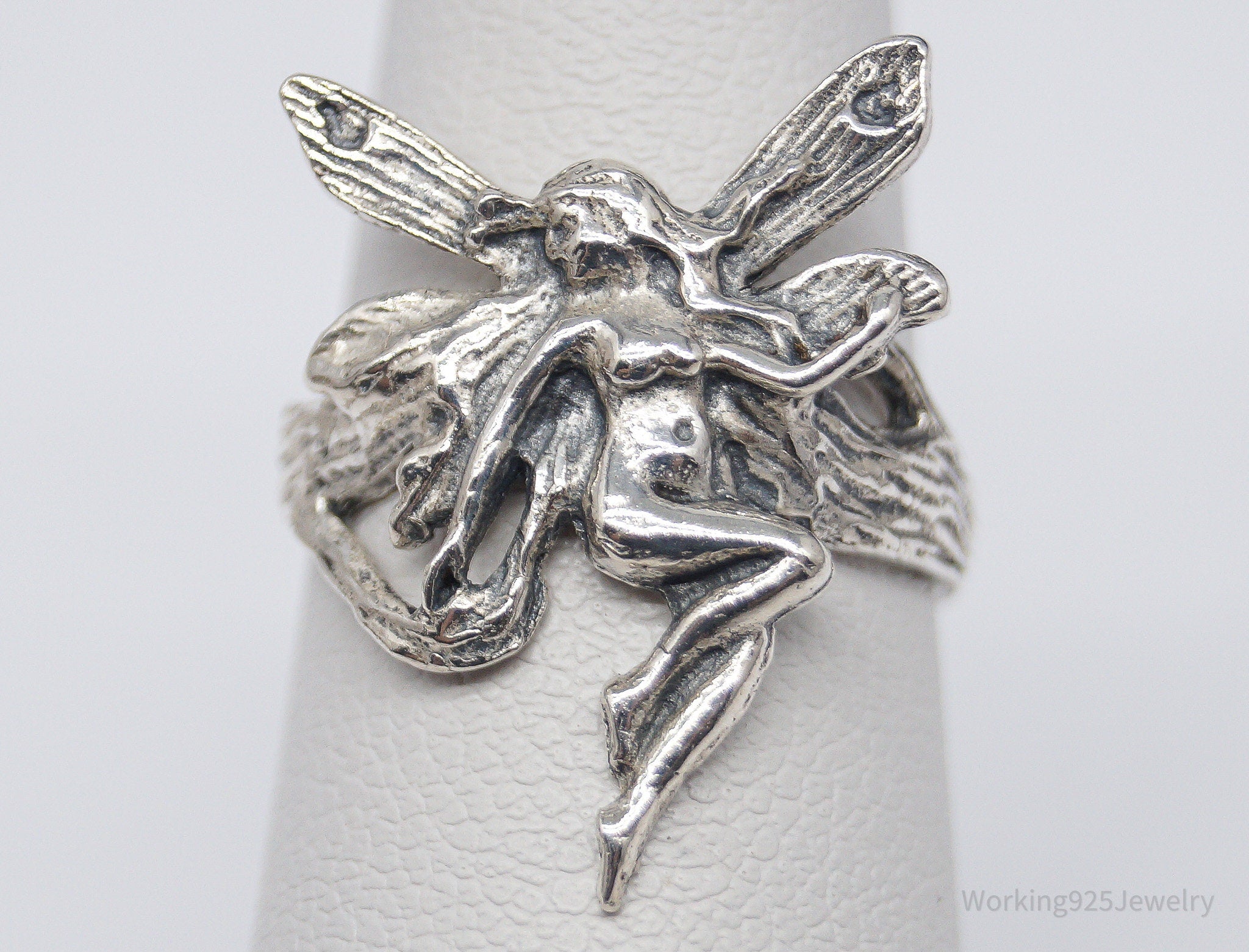 Vintage Fairy Sterling Silver Ring - Size 4.75